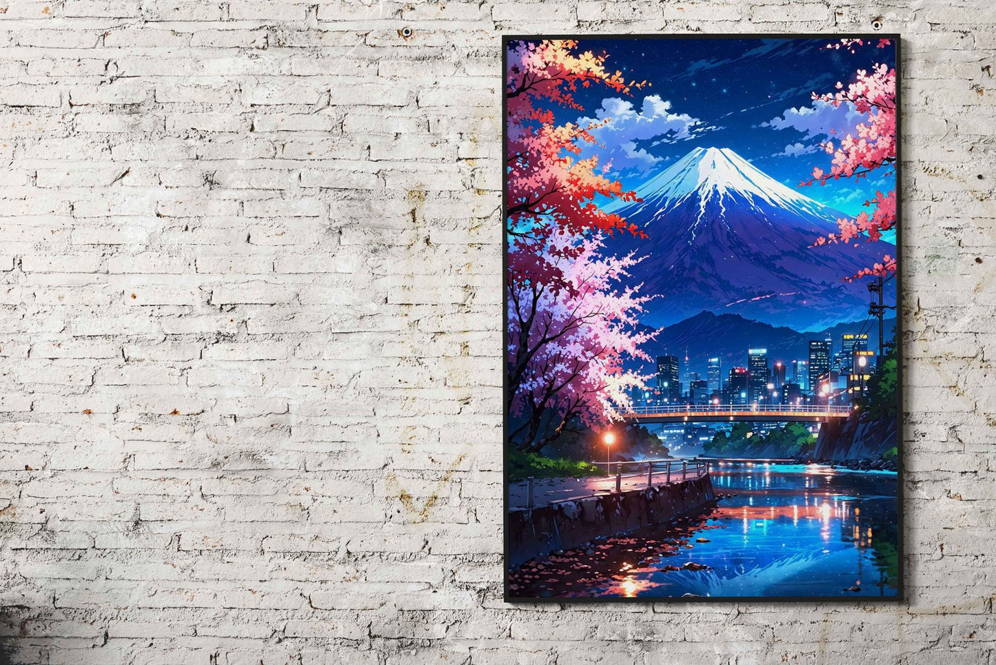Mount Fuji Vibrant Neon Asian Style Poster | Wall Art for Home & Office | High-Quality Print - High-Quality Visual Display