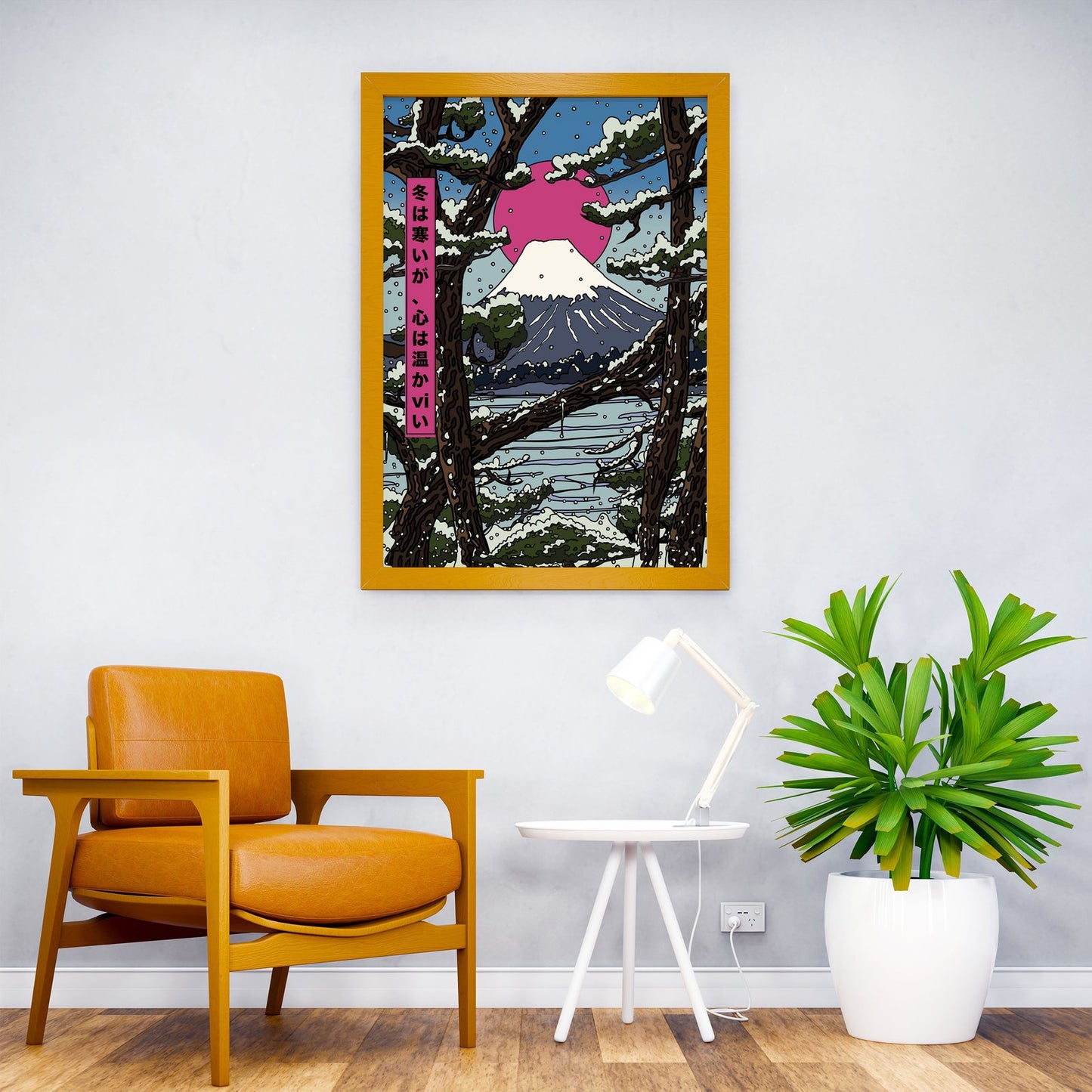 Mount Fuji Winter Scene Asian Style Poster | Wall Art for Home & Office | High-Quality Print - High-Quality Visual Display