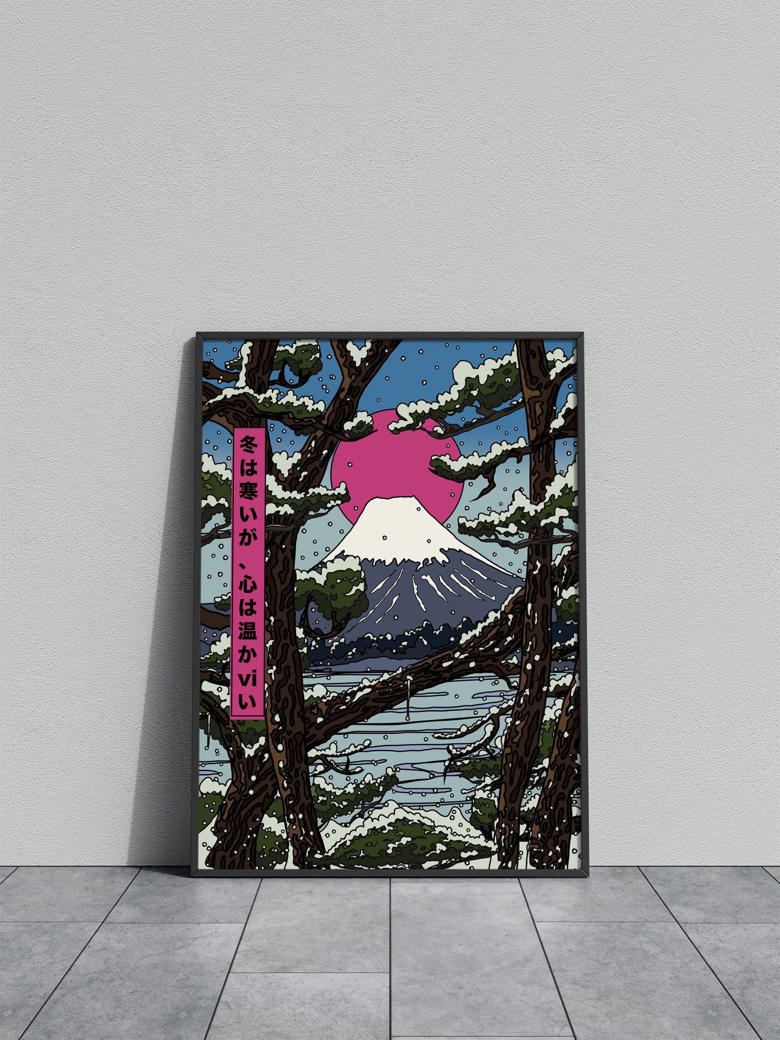 Mount Fuji Winter Scene Asian Style Poster | Wall Art for Home & Office | High-Quality Print - High-Quality Visual Display