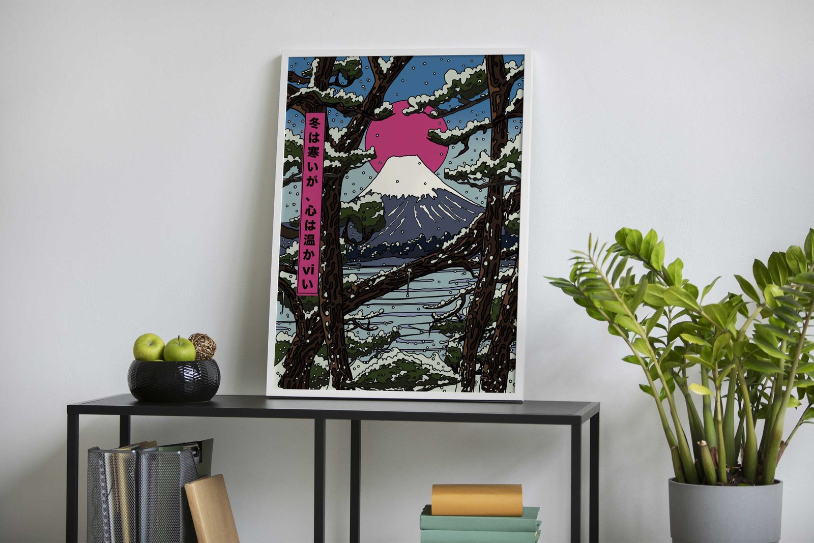 Mount Fuji Winter Scene Asian Style Poster | Wall Art for Home & Office | High-Quality Print - High-Quality Visual Display