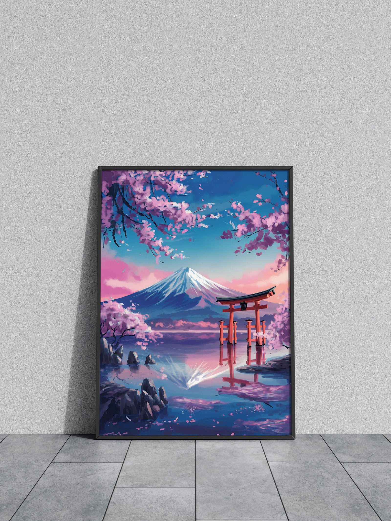 Mount Fuji & Cherry Blossoms Asian Style Poster | Wall Art for Home & Office | High-Quality Print - High-Quality Visual Display