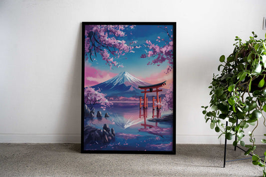 Mount Fuji & Cherry Blossoms Asian Style Poster | Wall Art for Home & Office | High-Quality Print - High-Quality Visual Display