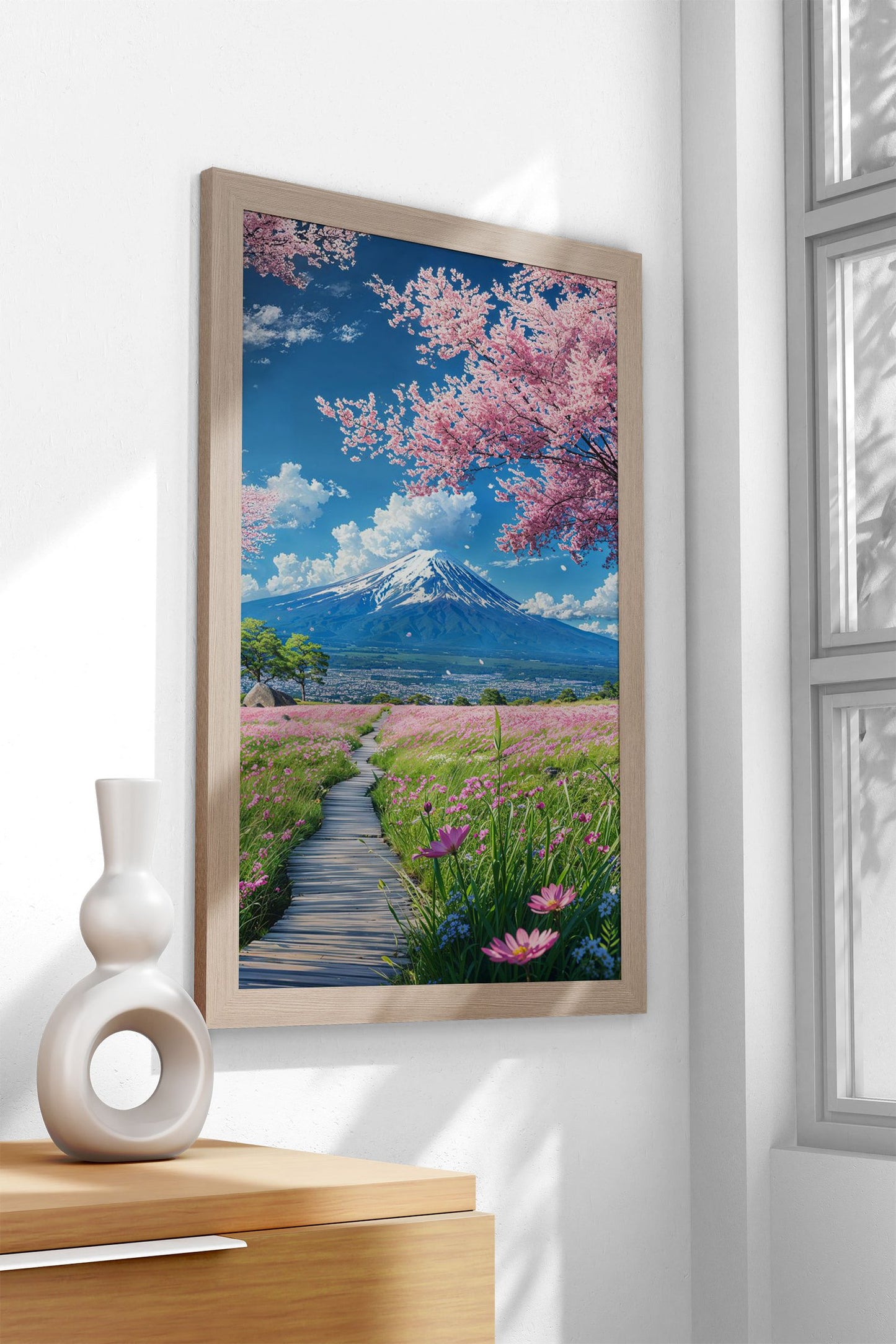 Mount Fuji's Blossom Trail Asian Style Poster | Wall Art for Home & Office | High-Quality Print - High-Quality Visual Display