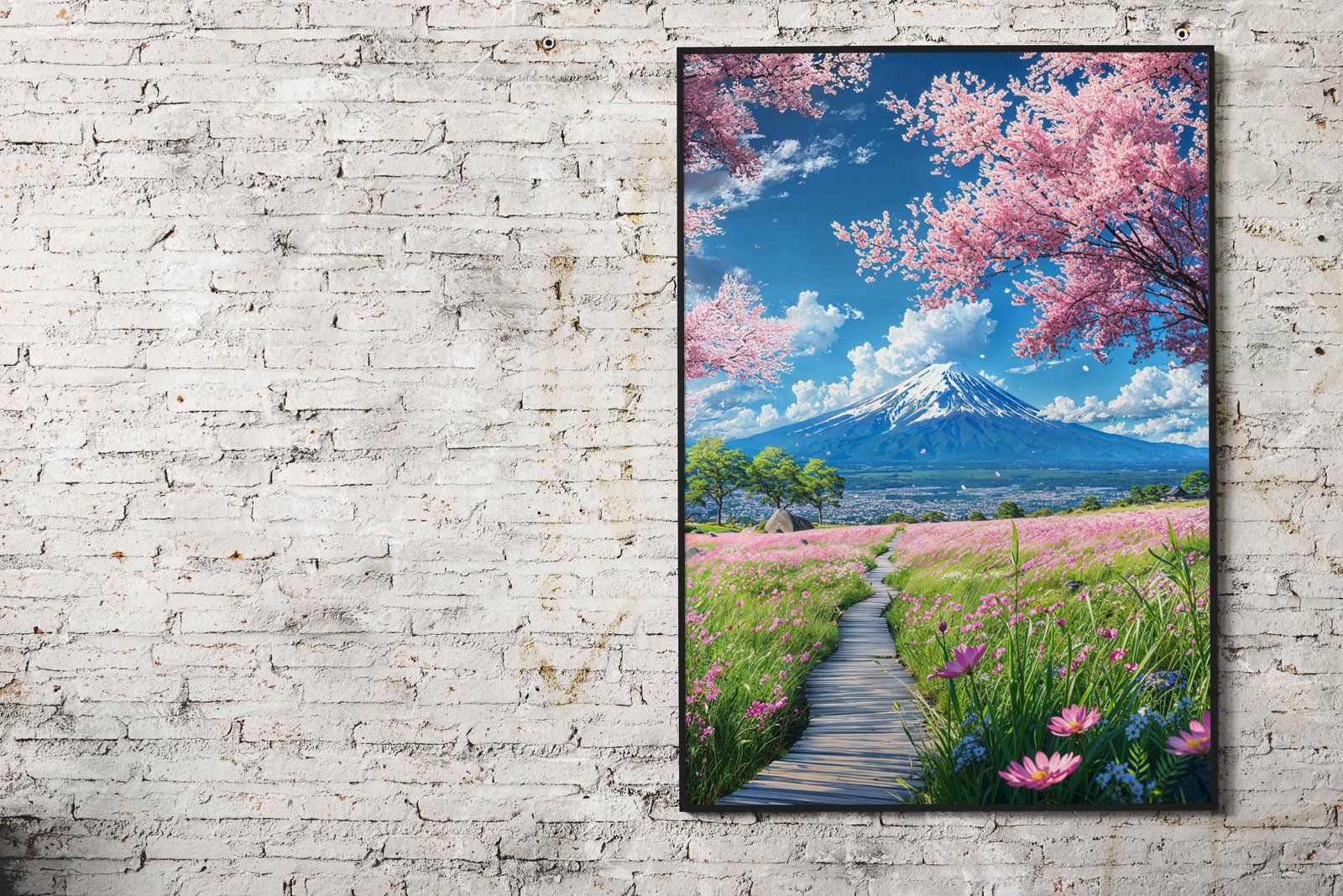 Mount Fuji's Blossom Trail Asian Style Poster | Wall Art for Home & Office | High-Quality Print - High-Quality Visual Display