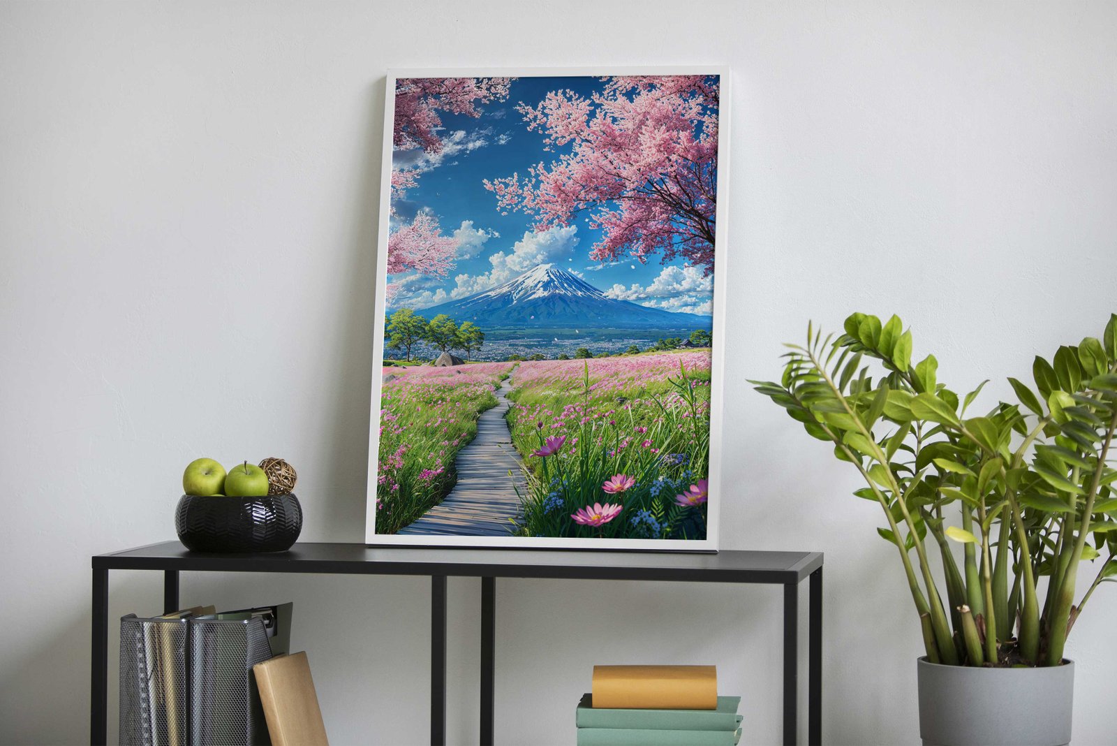 Mount Fuji's Blossom Trail Asian Style Poster | Wall Art for Home & Office | High-Quality Print - High-Quality Visual Display