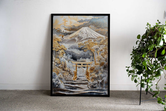 Mount Fujis Golden Gateway Asian Style Poster | Wall Art for Home & Office | High-Quality Print - High-Quality Visual Display