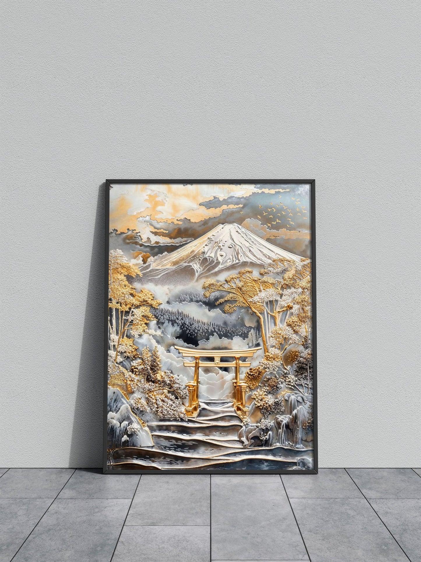 Mount Fujis Golden Gateway Asian Style Poster | Wall Art for Home & Office | High-Quality Print - High-Quality Visual Display