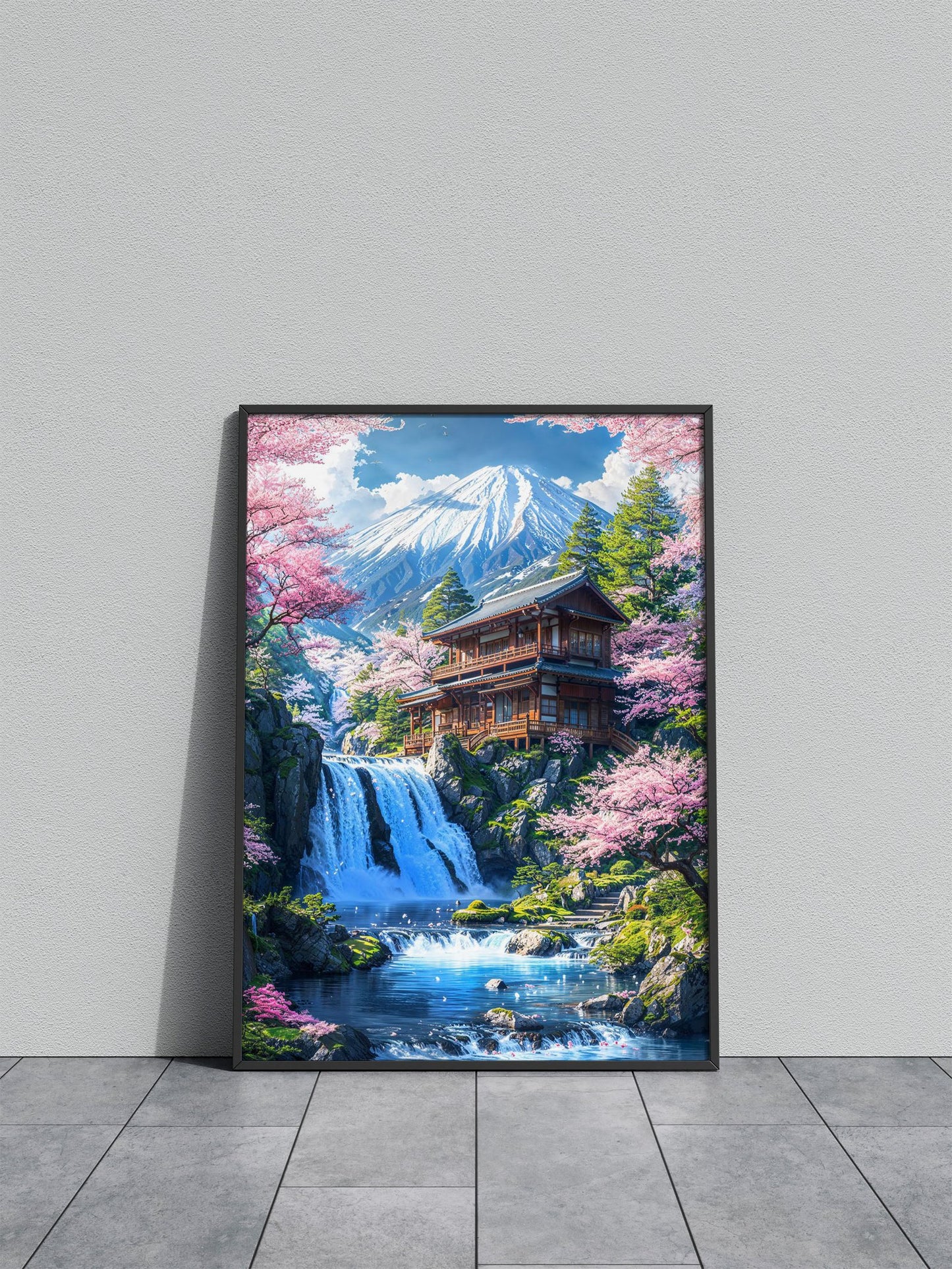 Mount Fujis Peaceful Retreat Asian Style Poster | Wall Art for Home & Office | High-Quality Print - High-Quality Visual Display
