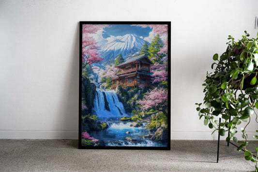 Mount Fujis Peaceful Retreat Asian Style Poster | Wall Art for Home & Office | High-Quality Print - High-Quality Visual Display