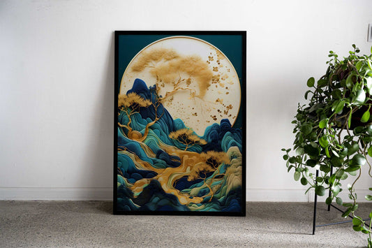 Mountain Bonsai Kintsugi Asian Style Poster | Wall Art for Home & Office | High-Quality Print - High-Quality Visual Display