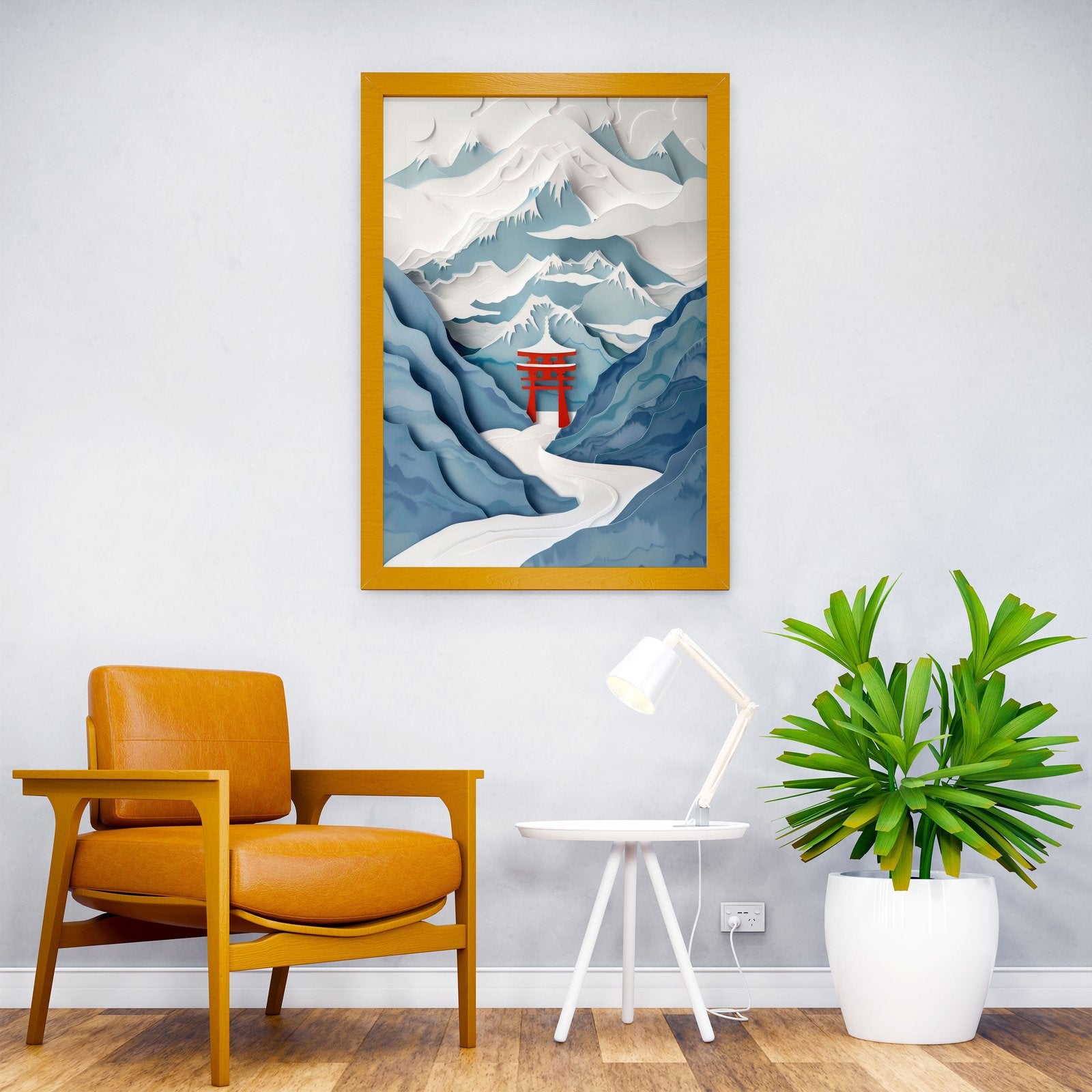 Mountain Flat Paper Craft Asian Style Poster | Wall Art for Home & Office | High-Quality Print - High-Quality Visual Display