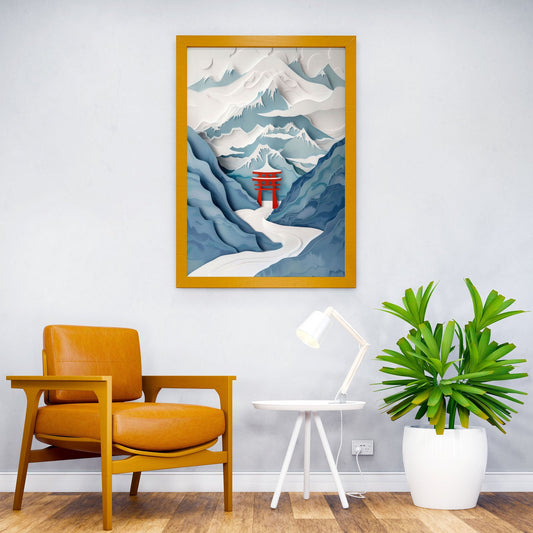 Mountain Flat Paper Craft Asian Style Poster | Wall Art for Home & Office | High-Quality Print - High-Quality Visual Display