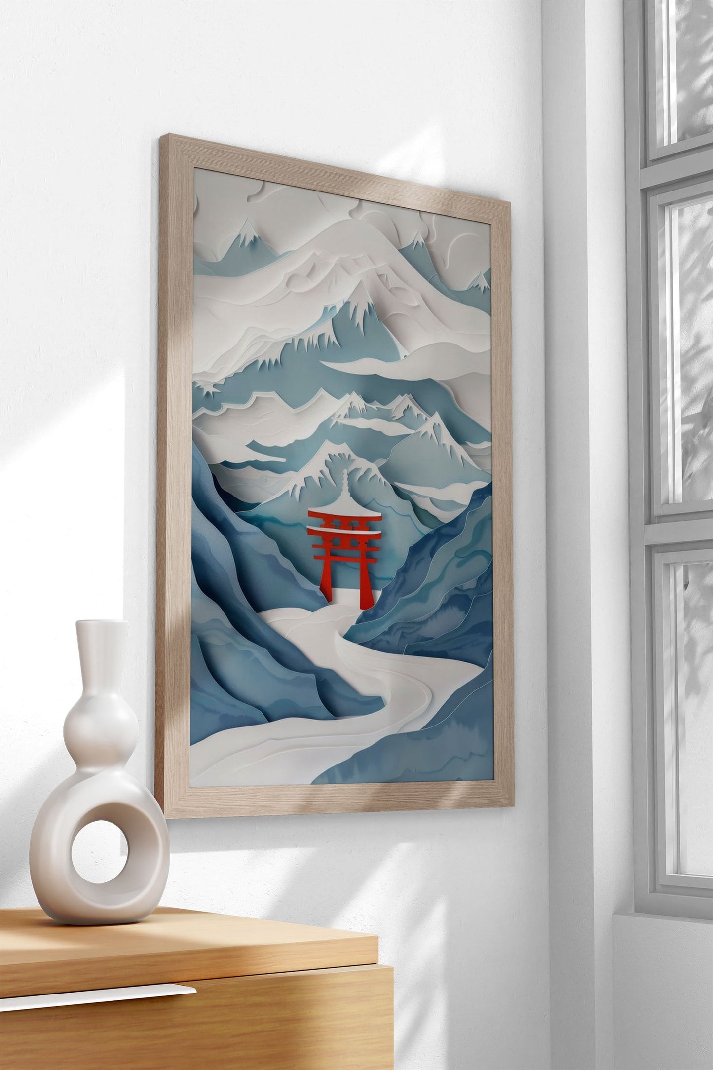 Mountain Flat Paper Craft Asian Style Poster | Wall Art for Home & Office | High-Quality Print - High-Quality Visual Display
