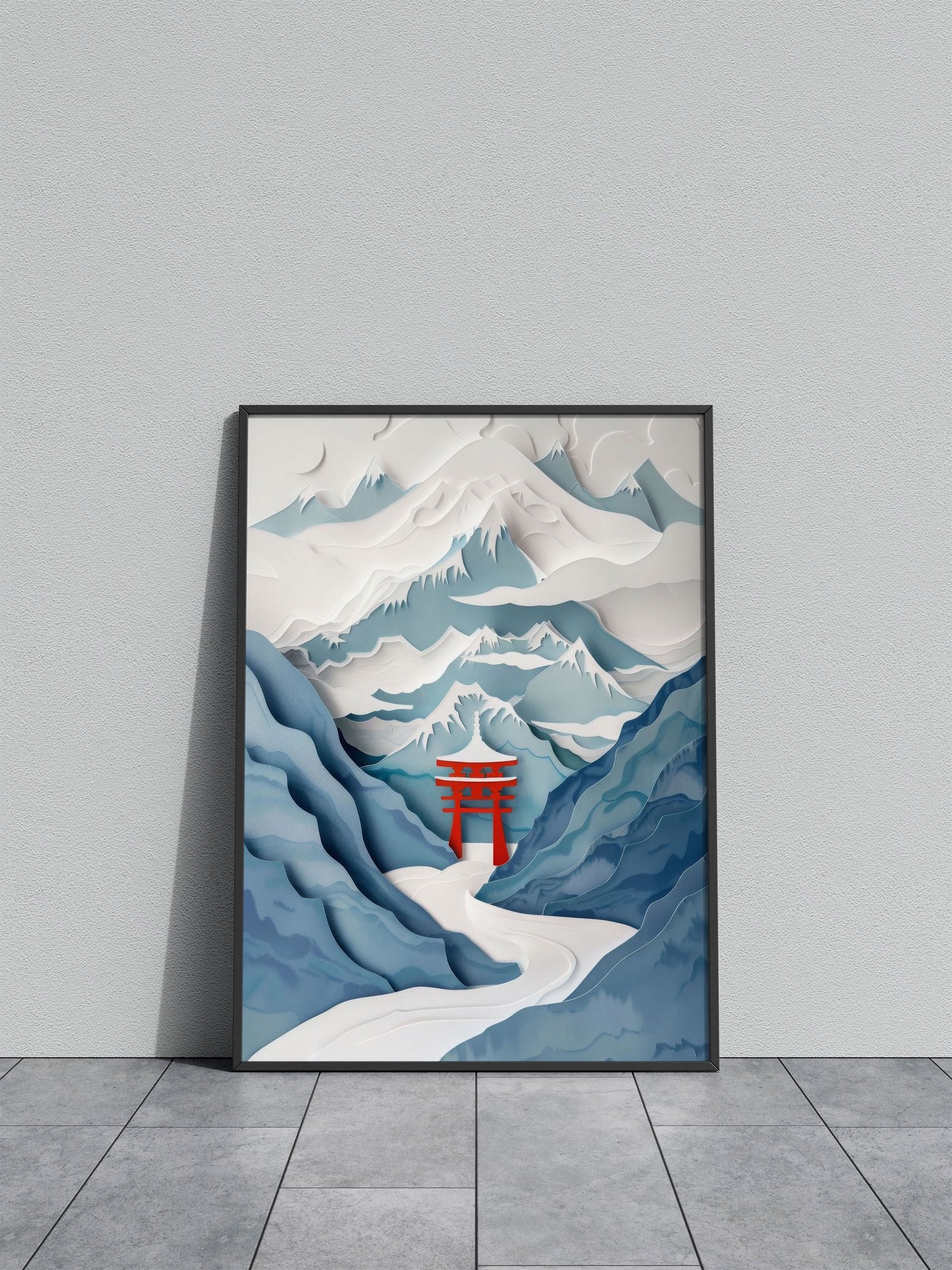 Mountain Flat Paper Craft Asian Style Poster | Wall Art for Home & Office | High-Quality Print - High-Quality Visual Display