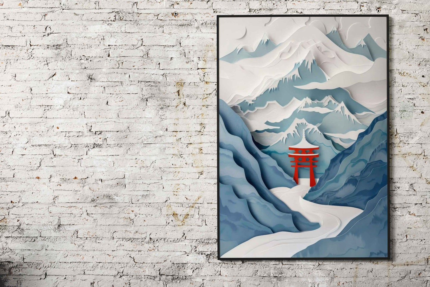 Mountain Flat Paper Craft Asian Style Poster | Wall Art for Home & Office | High-Quality Print - High-Quality Visual Display