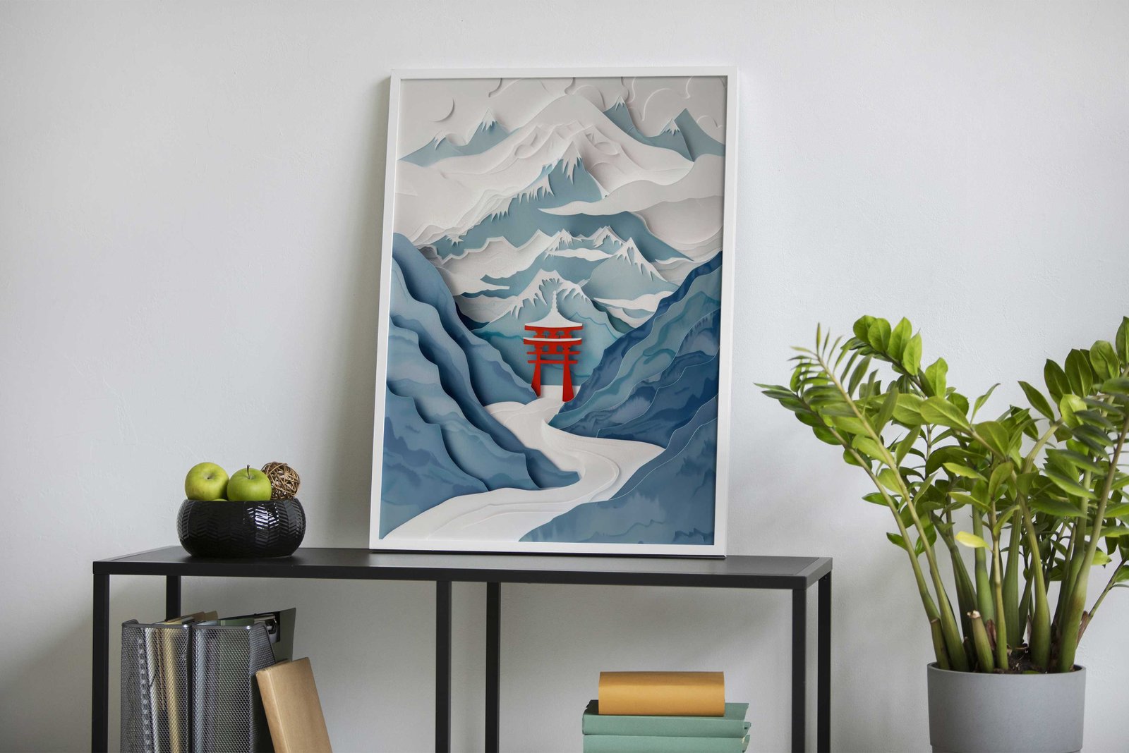 Mountain Flat Paper Craft Asian Style Poster | Wall Art for Home & Office | High-Quality Print - High-Quality Visual Display