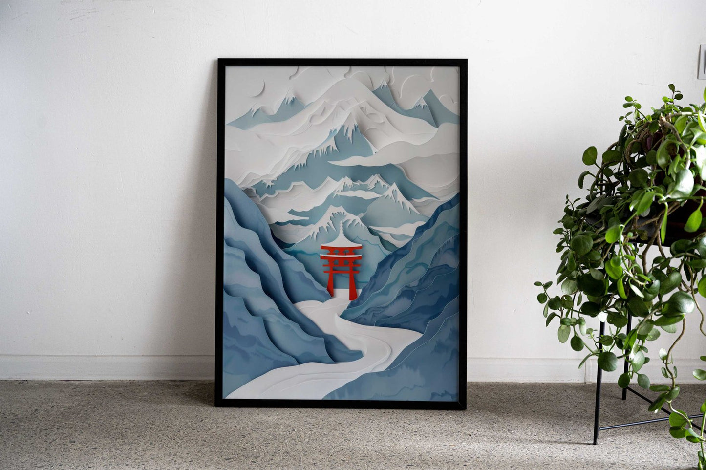 Mountain Flat Paper Craft Asian Style Poster | Wall Art for Home & Office | High-Quality Print - High-Quality Visual Display