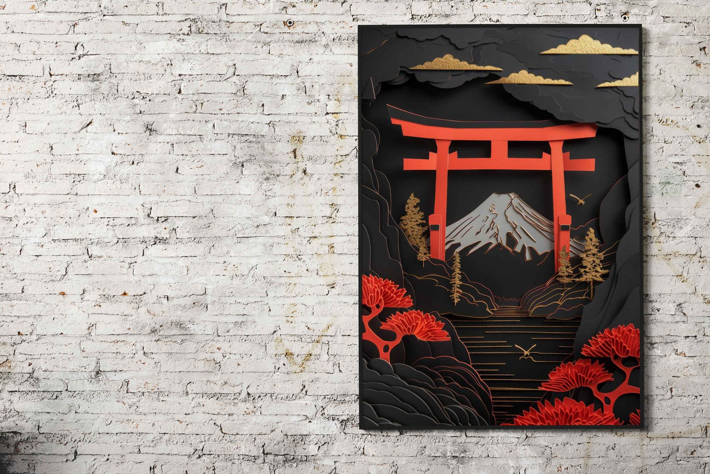 Mountain Torii Gate Asian Style Poster | Wall Art for Home & Office | High-Quality Print - High-Quality Visual Display