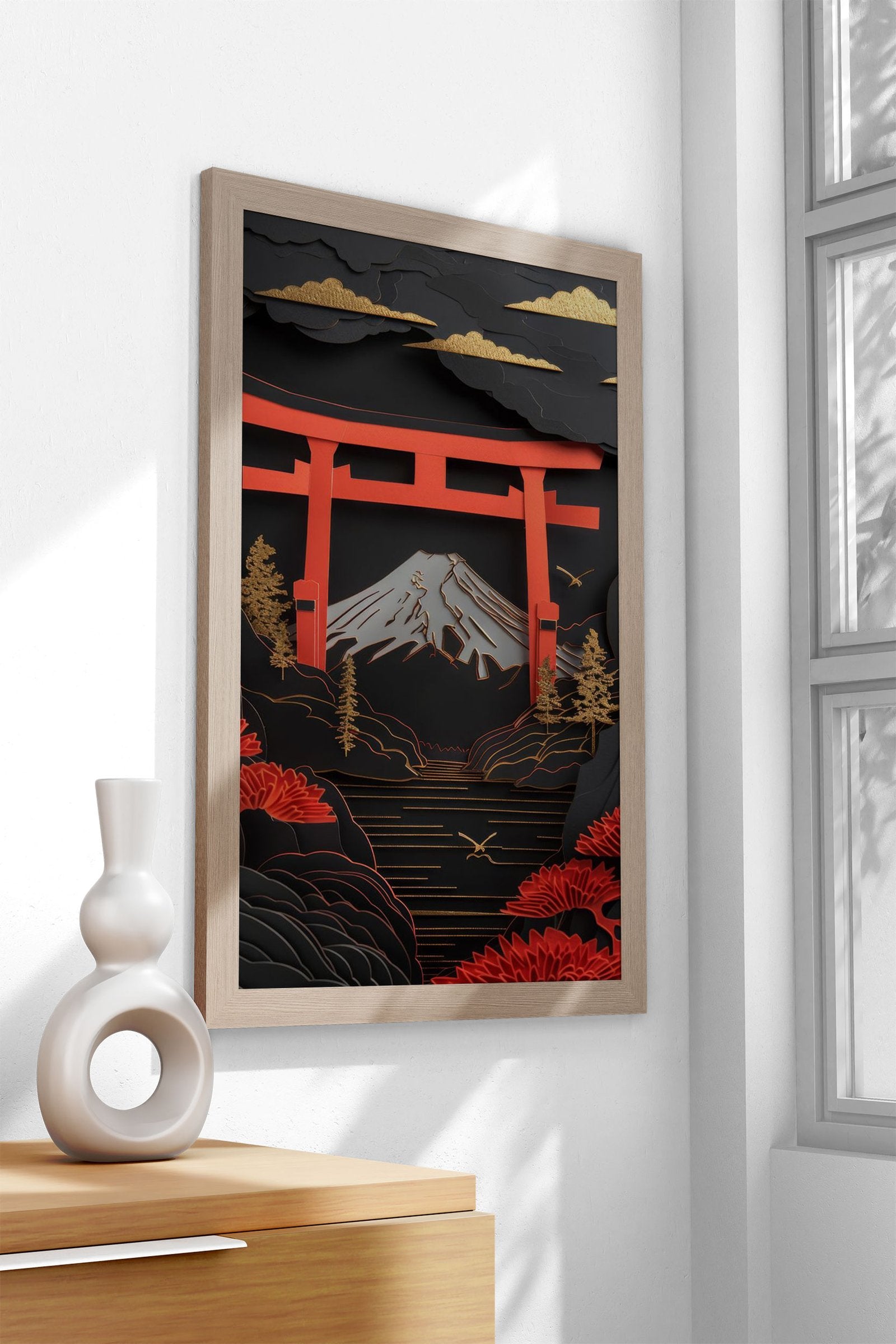 Mountain Torii Gate Asian Style Poster | Wall Art for Home & Office | High-Quality Print - High-Quality Visual Display