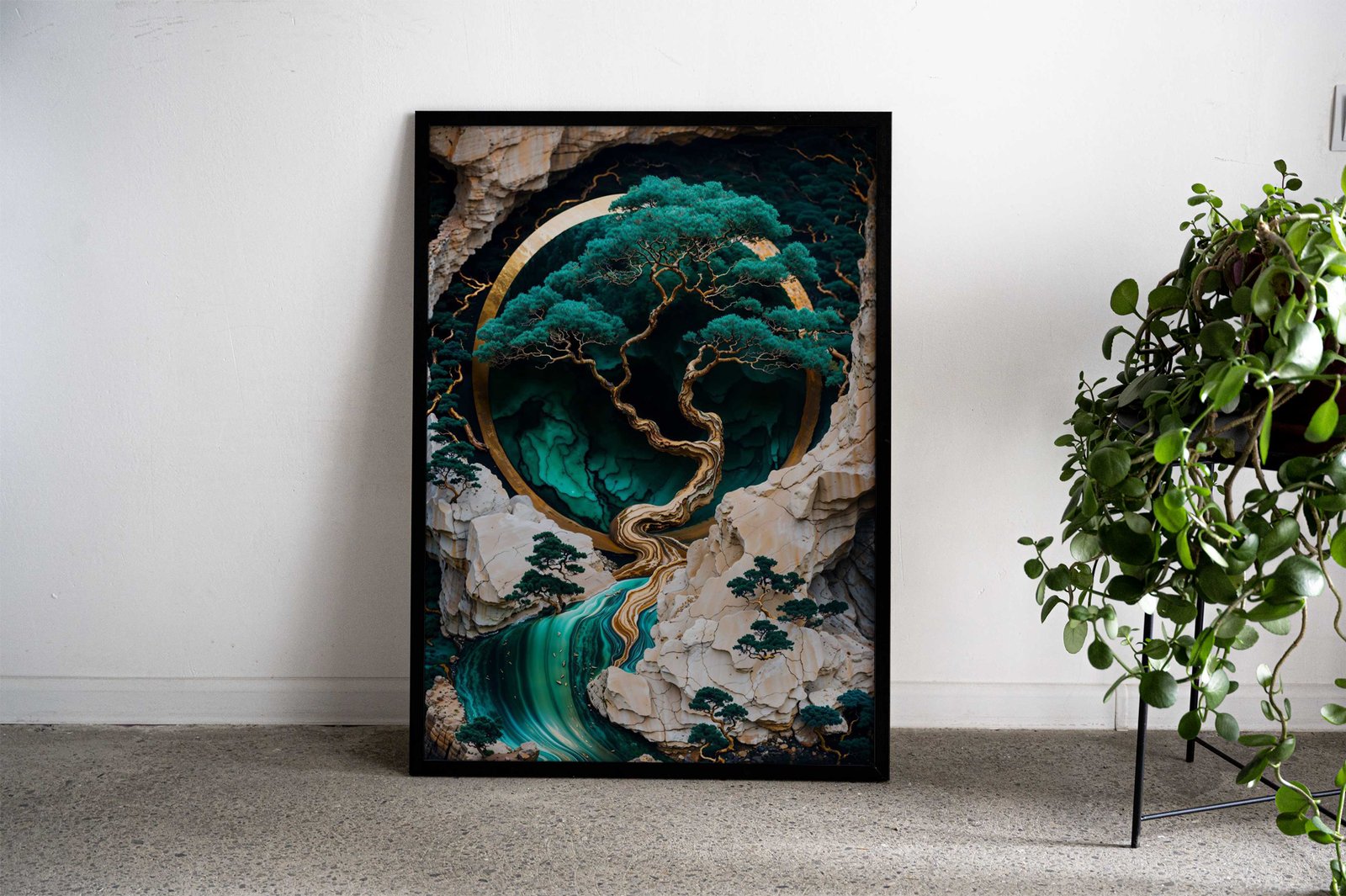 Mountain Tree Kintsugi Art Asian Style Poster | Wall Art for Home & Office | High-Quality Print - High-Quality Visual Display