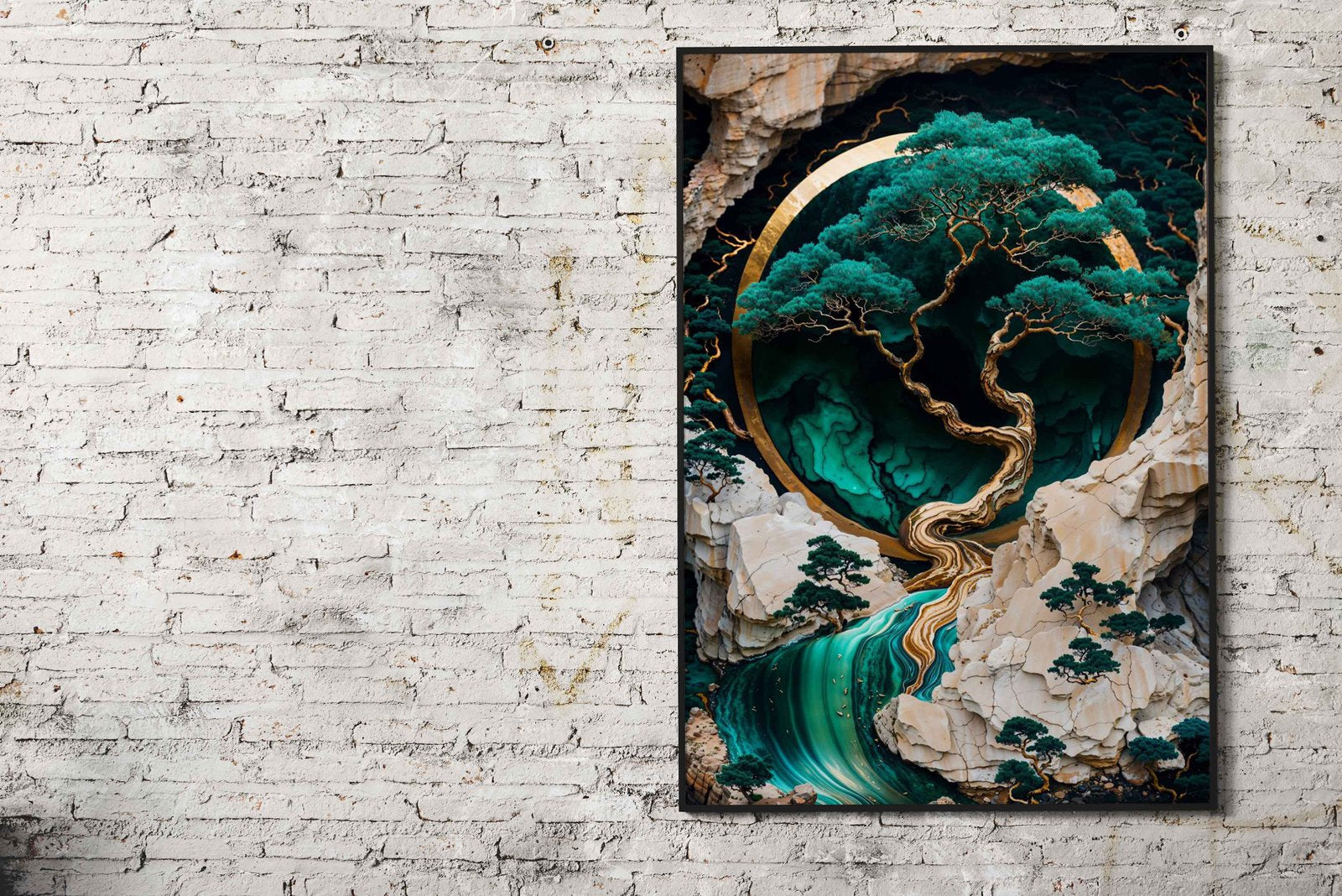 Mountain Tree Kintsugi Art Asian Style Poster | Wall Art for Home & Office | High-Quality Print - High-Quality Visual Display