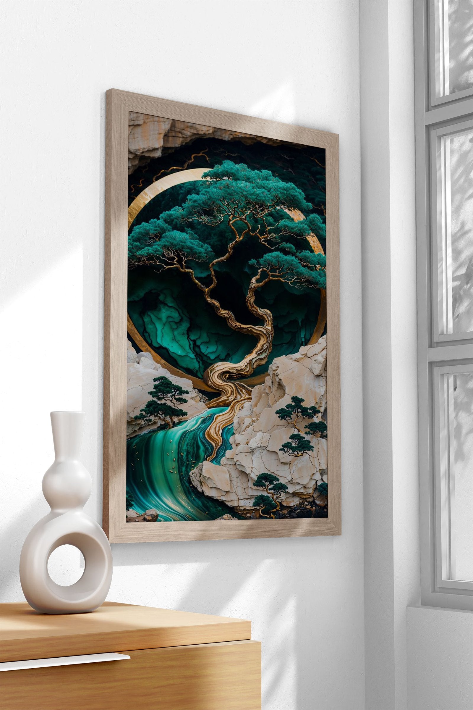 Mountain Tree Kintsugi Art Asian Style Poster | Wall Art for Home & Office | High-Quality Print - High-Quality Visual Display