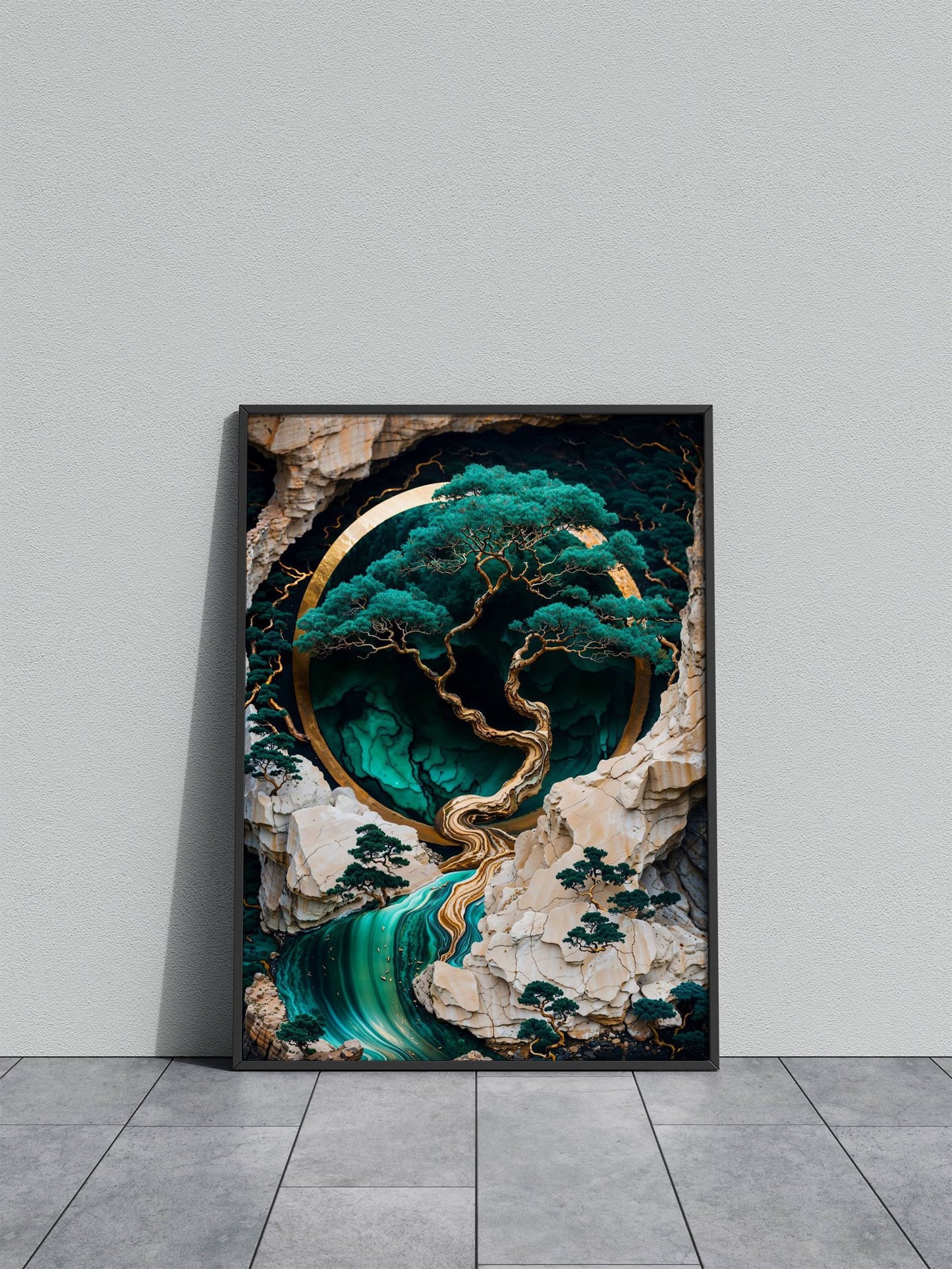 Mountain Tree Kintsugi Art Asian Style Poster | Wall Art for Home & Office | High-Quality Print - High-Quality Visual Display