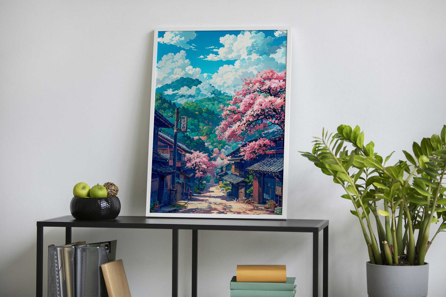 Mountain Village in Spring Asian Style Poster | Wall Art for Home & Office | High-Quality Print - High-Quality Visual Display
