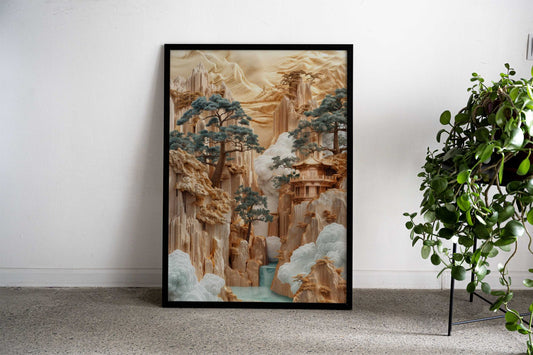 Mountain landscape Asian Style Poster | Wall Art for Home & Office | High-Quality Print - High-Quality Visual Display