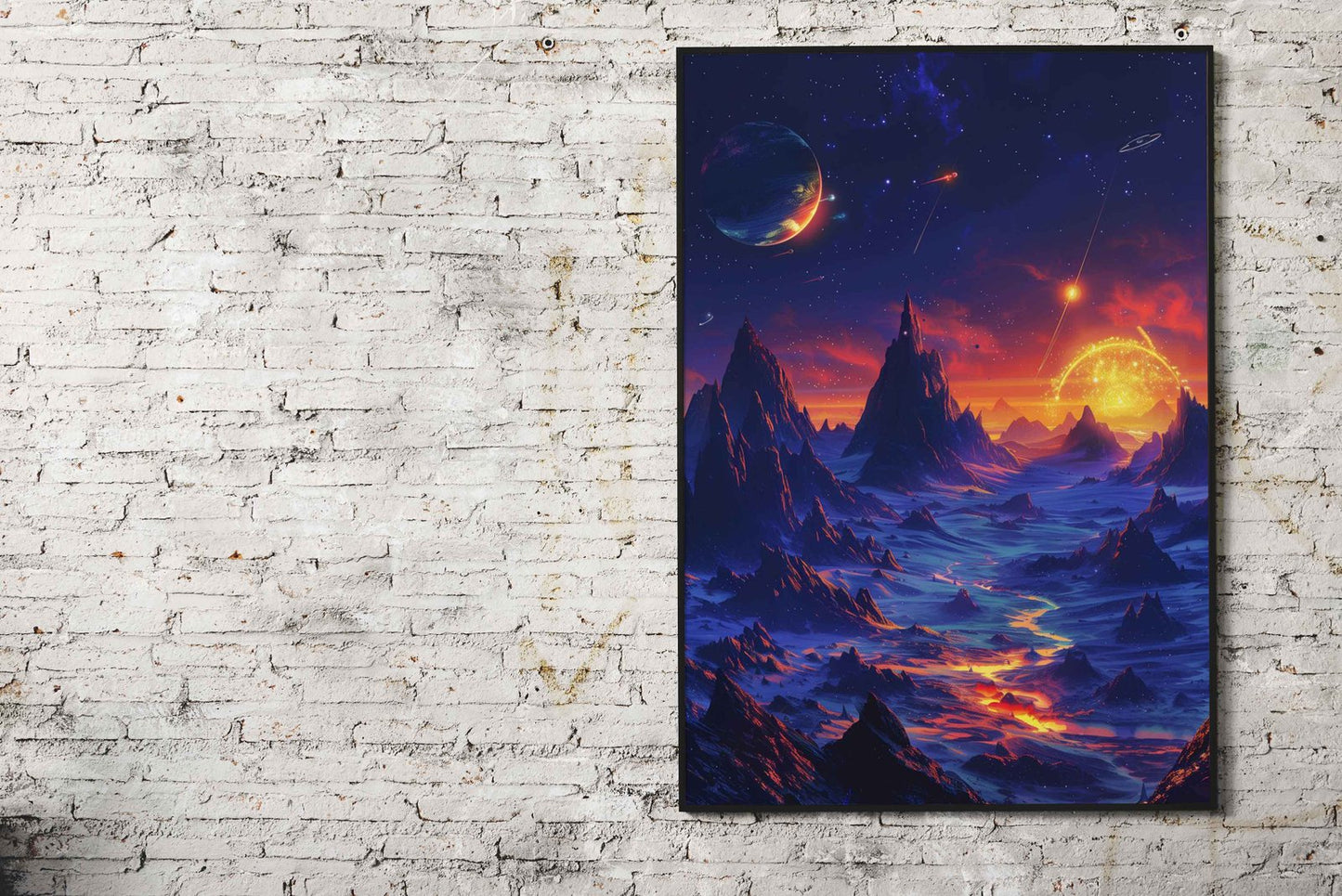 Mountains and Planets Asian Style Poster | Wall Art for Home & Office | High-Quality Print - High-Quality Visual Display