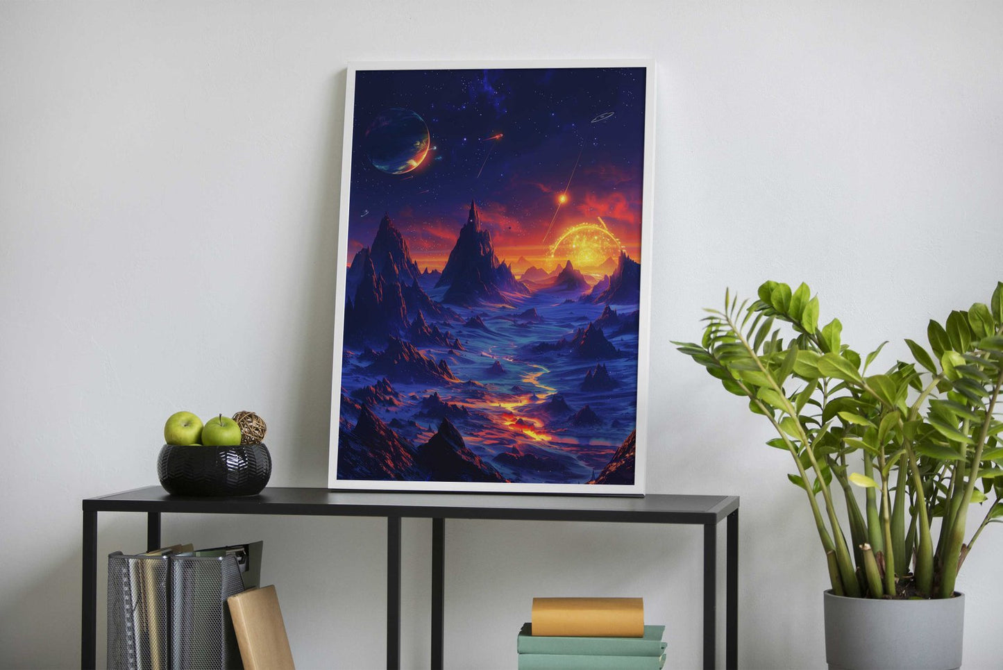 Mountains and Planets Asian Style Poster | Wall Art for Home & Office | High-Quality Print - High-Quality Visual Display