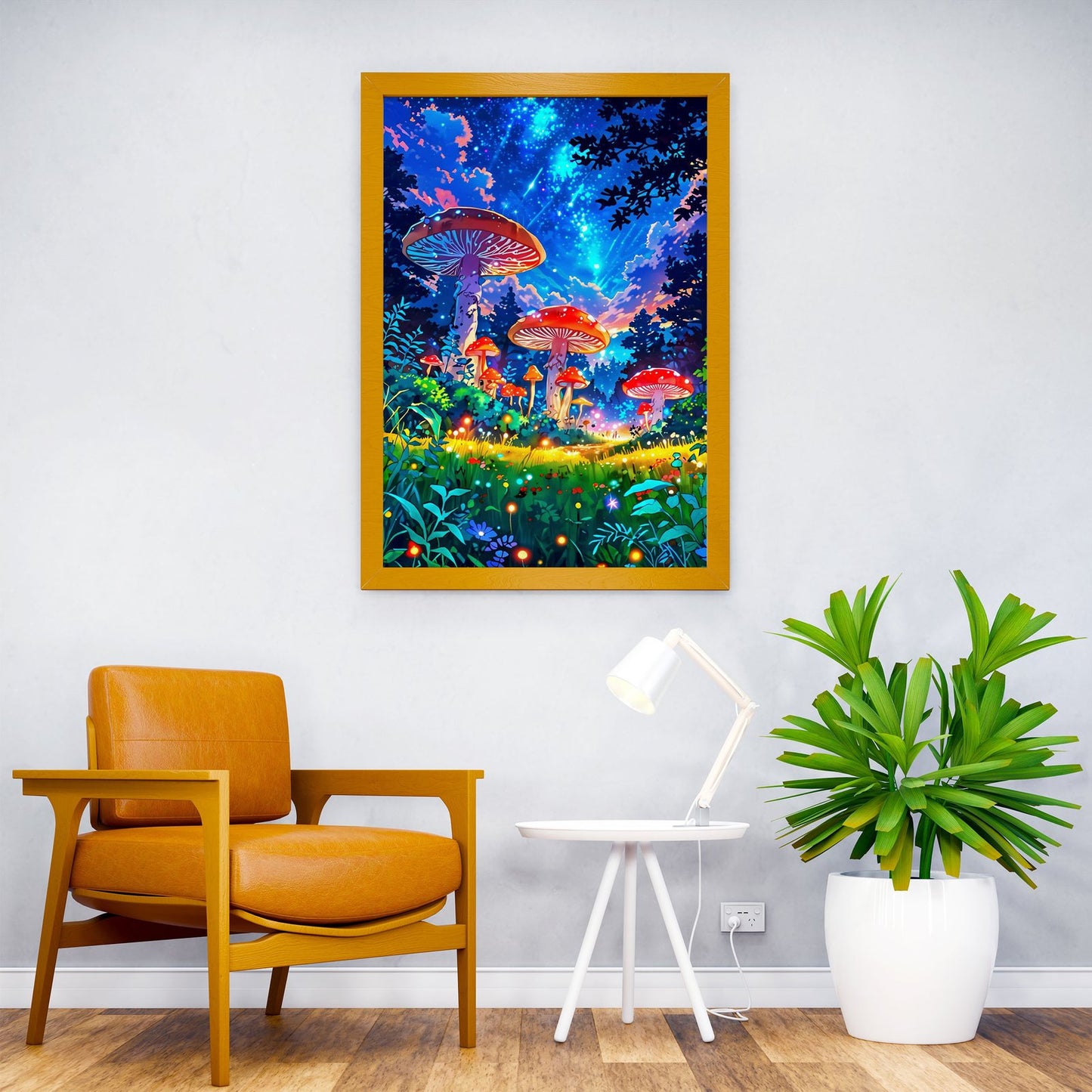 Mushrooms Blue Sky Asian Style Poster | Wall Art for Home & Office | High-Quality Print - High-Quality Visual Display