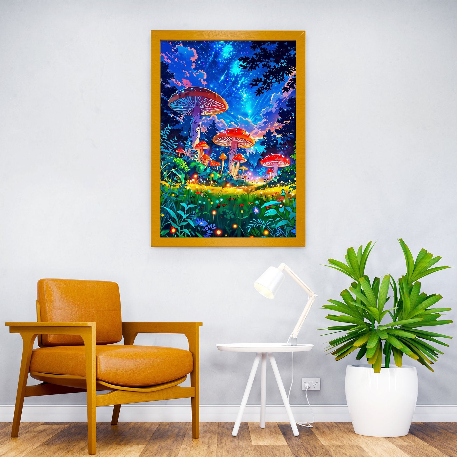 Mushrooms Blue Sky Asian Style Poster | Wall Art for Home & Office | High-Quality Print - High-Quality Visual Display