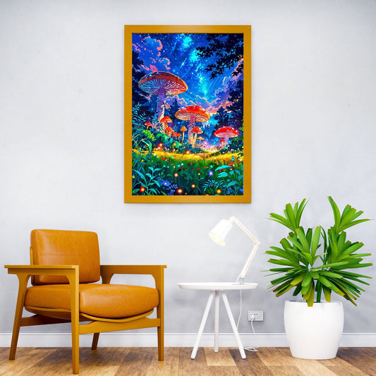 Mushrooms Blue Sky Asian Style Poster | Wall Art for Home & Office | High-Quality Print - High-Quality Visual Display