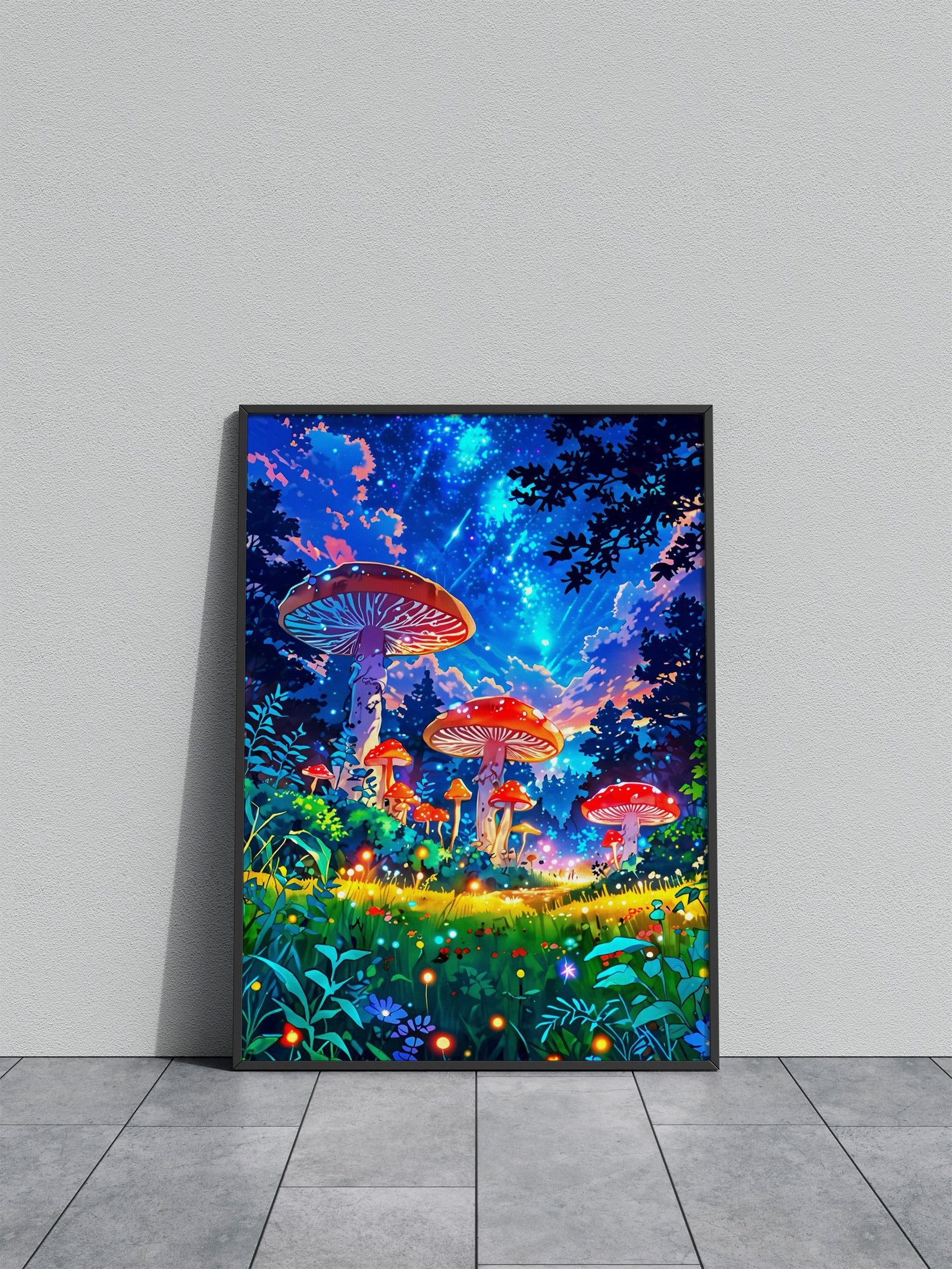 Mushrooms Blue Sky Asian Style Poster | Wall Art for Home & Office | High-Quality Print - High-Quality Visual Display