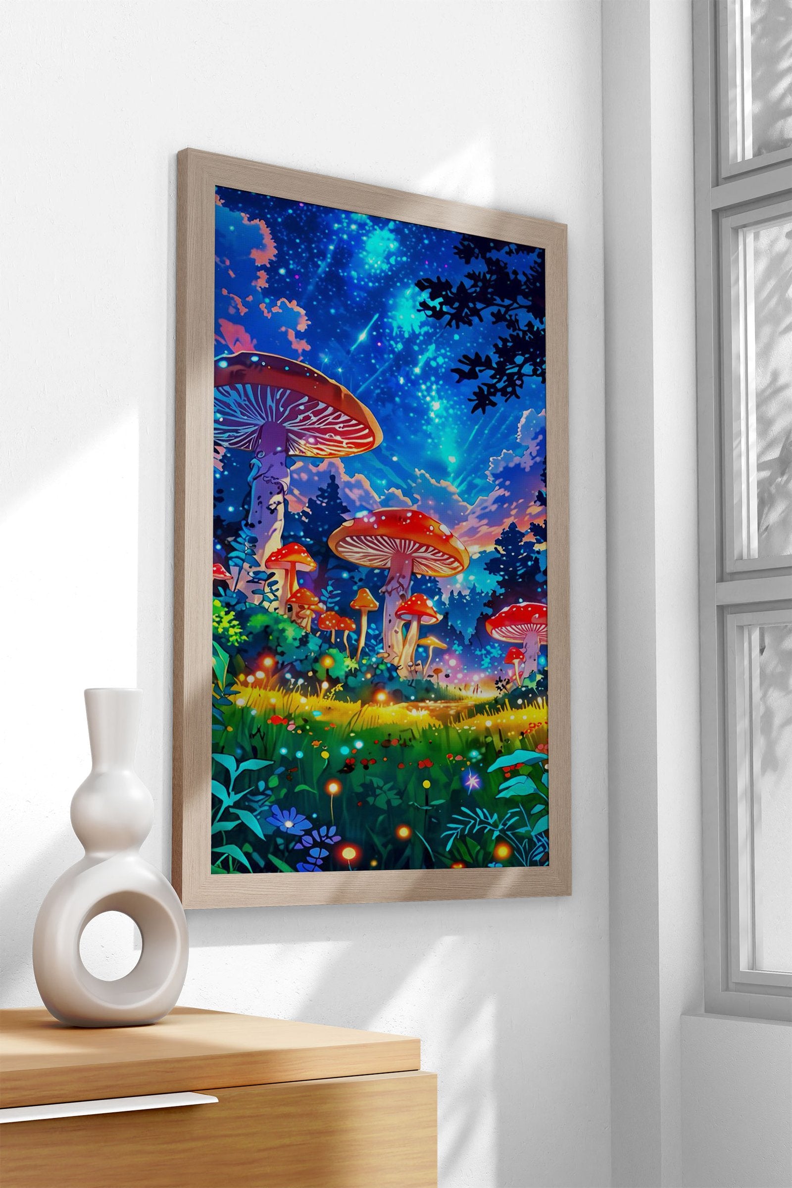 Mushrooms Blue Sky Asian Style Poster | Wall Art for Home & Office | High-Quality Print - High-Quality Visual Display