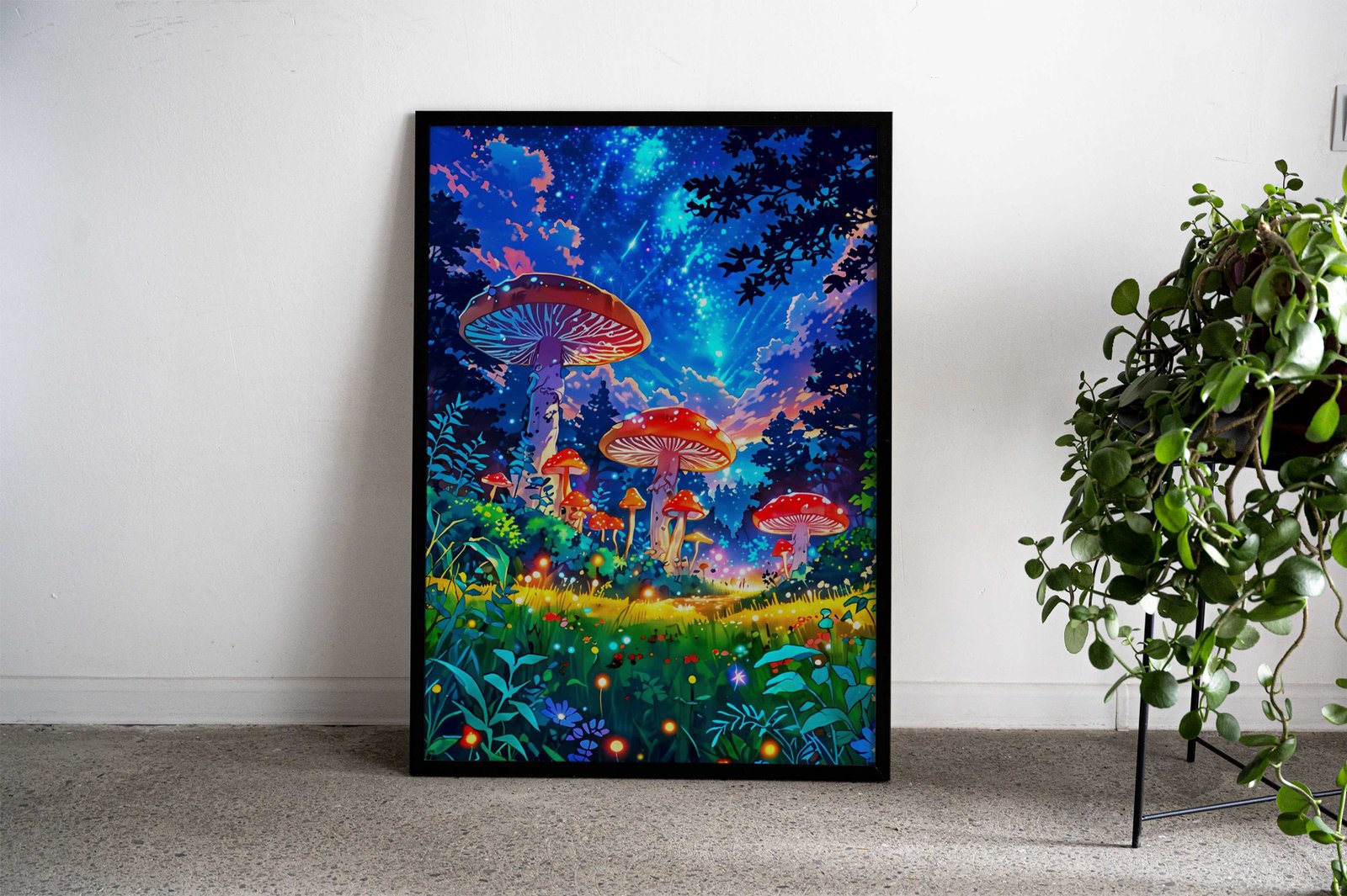 Mushrooms Blue Sky Asian Style Poster | Wall Art for Home & Office | High-Quality Print - High-Quality Visual Display