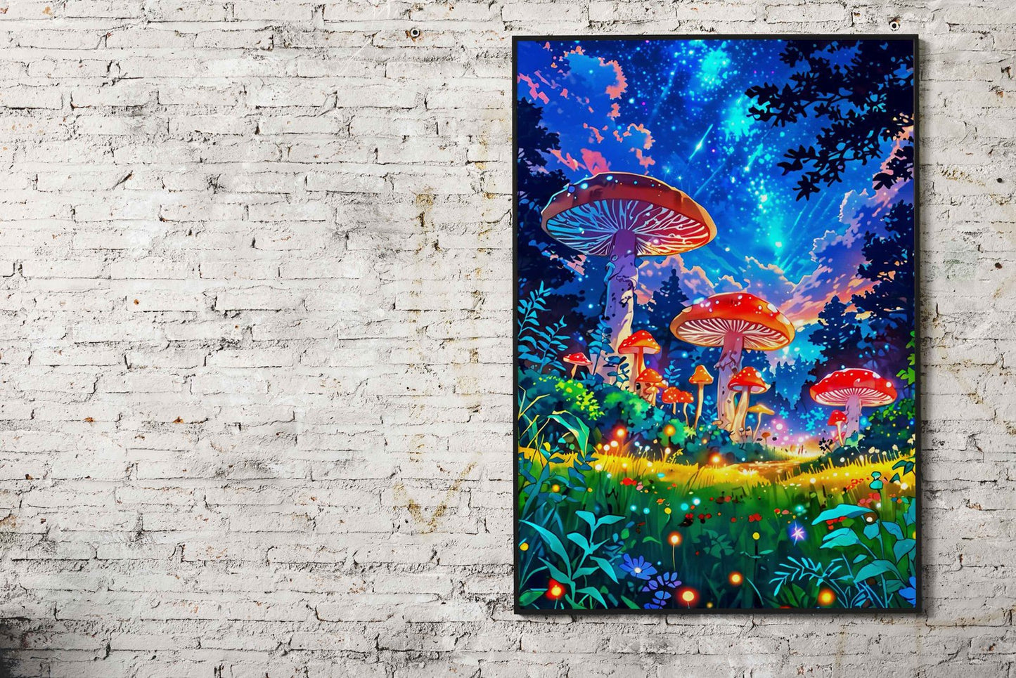 Mushrooms Blue Sky Asian Style Poster | Wall Art for Home & Office | High-Quality Print - High-Quality Visual Display