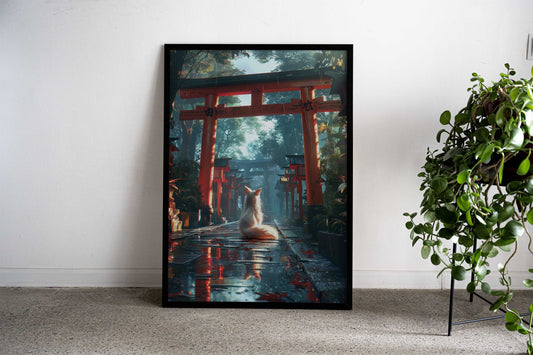 Mystic Kitsune Fox Torii Asian Style Poster | Wall Art for Home & Office | High-Quality Print - High-Quality Visual Display
