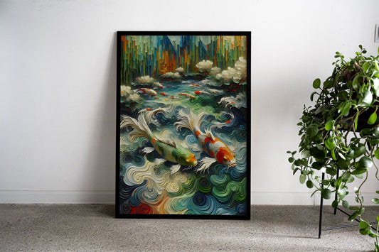 Mystic Koi Fish Pond Asian Style Poster | Wall  Art for Home & Office | High-Quality Print - High-Quality Visual Display