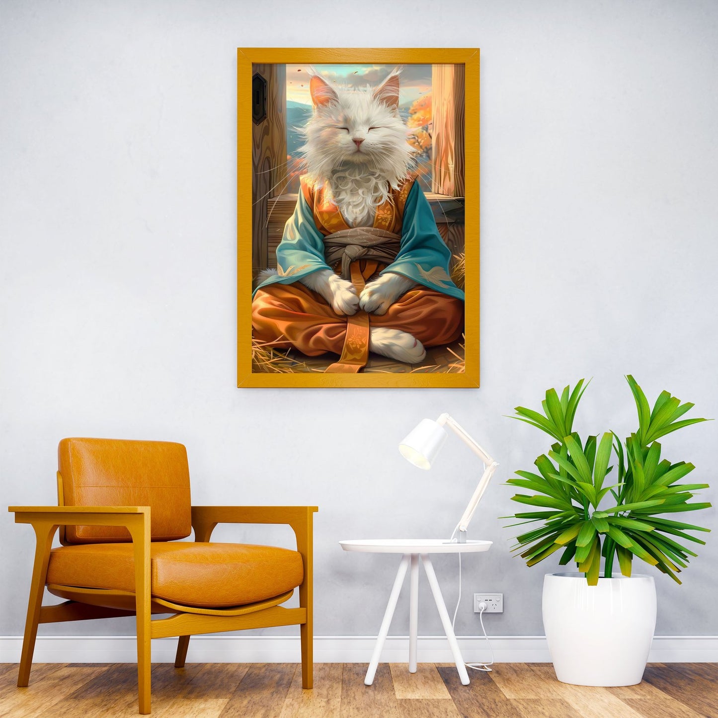 Mystic Meditating Cat Asian Style Poster | Wal l Art for Home & Office | High-Quality Print - High-Quality Visual Display
