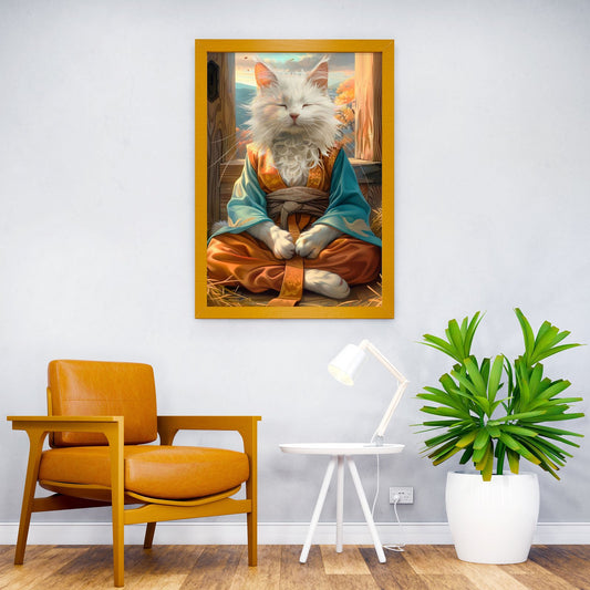 Mystic Meditating Cat Asian Style Poster | Wal l Art for Home & Office | High-Quality Print - High-Quality Visual Display