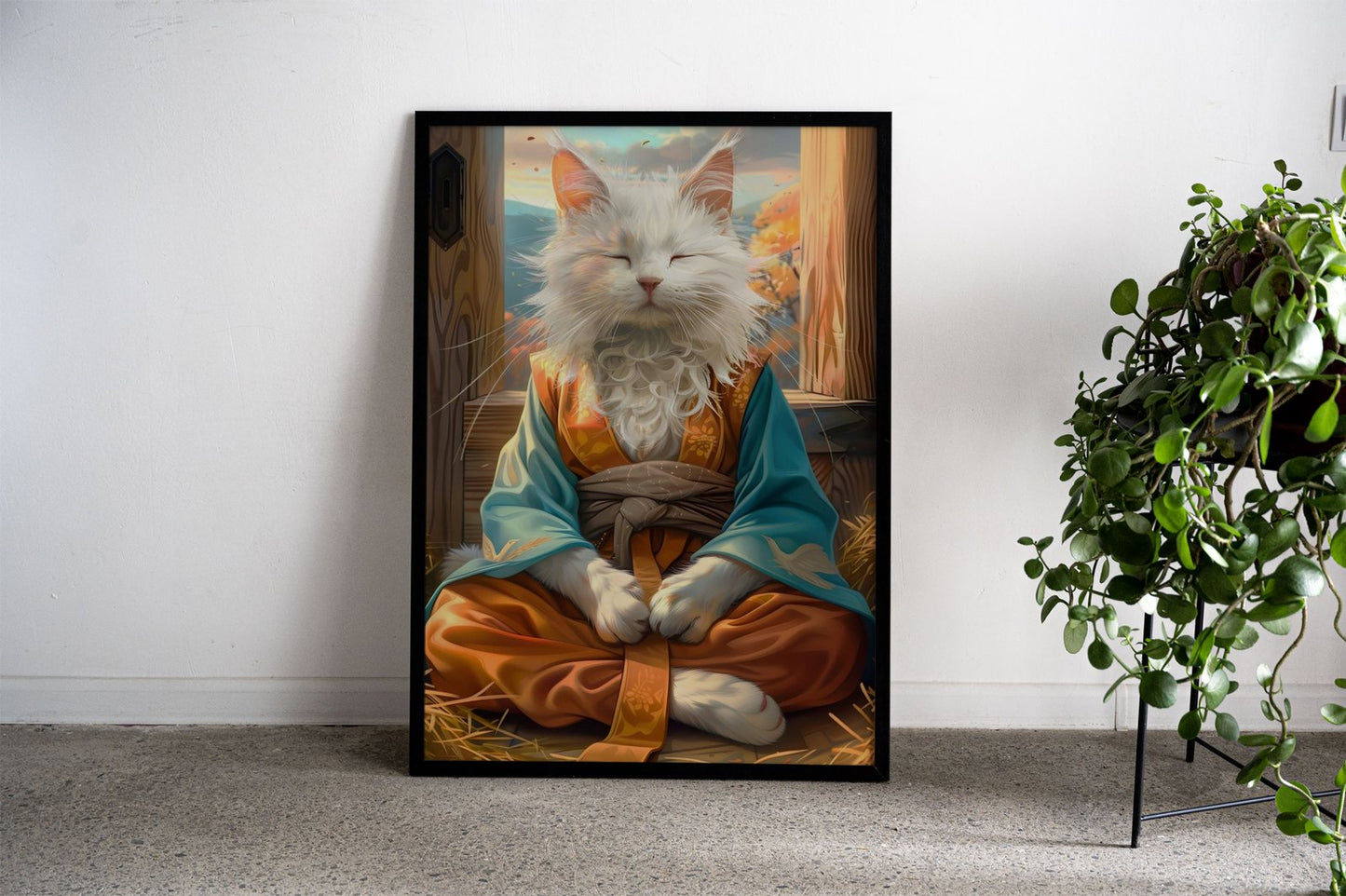 Mystic Meditating Cat Asian Style Poster | Wal l Art for Home & Office | High-Quality Print - High-Quality Visual Display