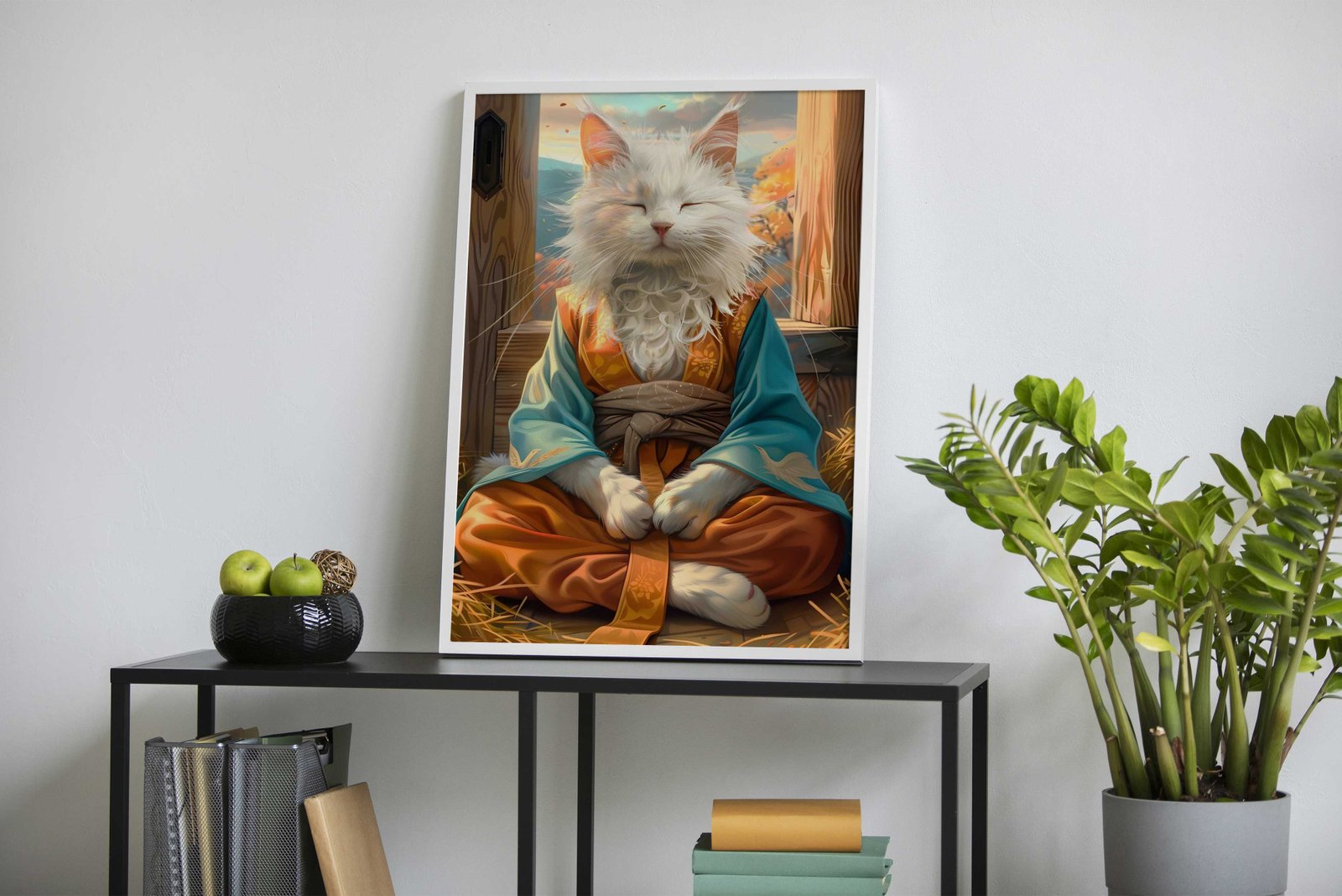 Mystic Meditating Cat Asian Style Poster | Wal l Art for Home & Office | High-Quality Print - High-Quality Visual Display