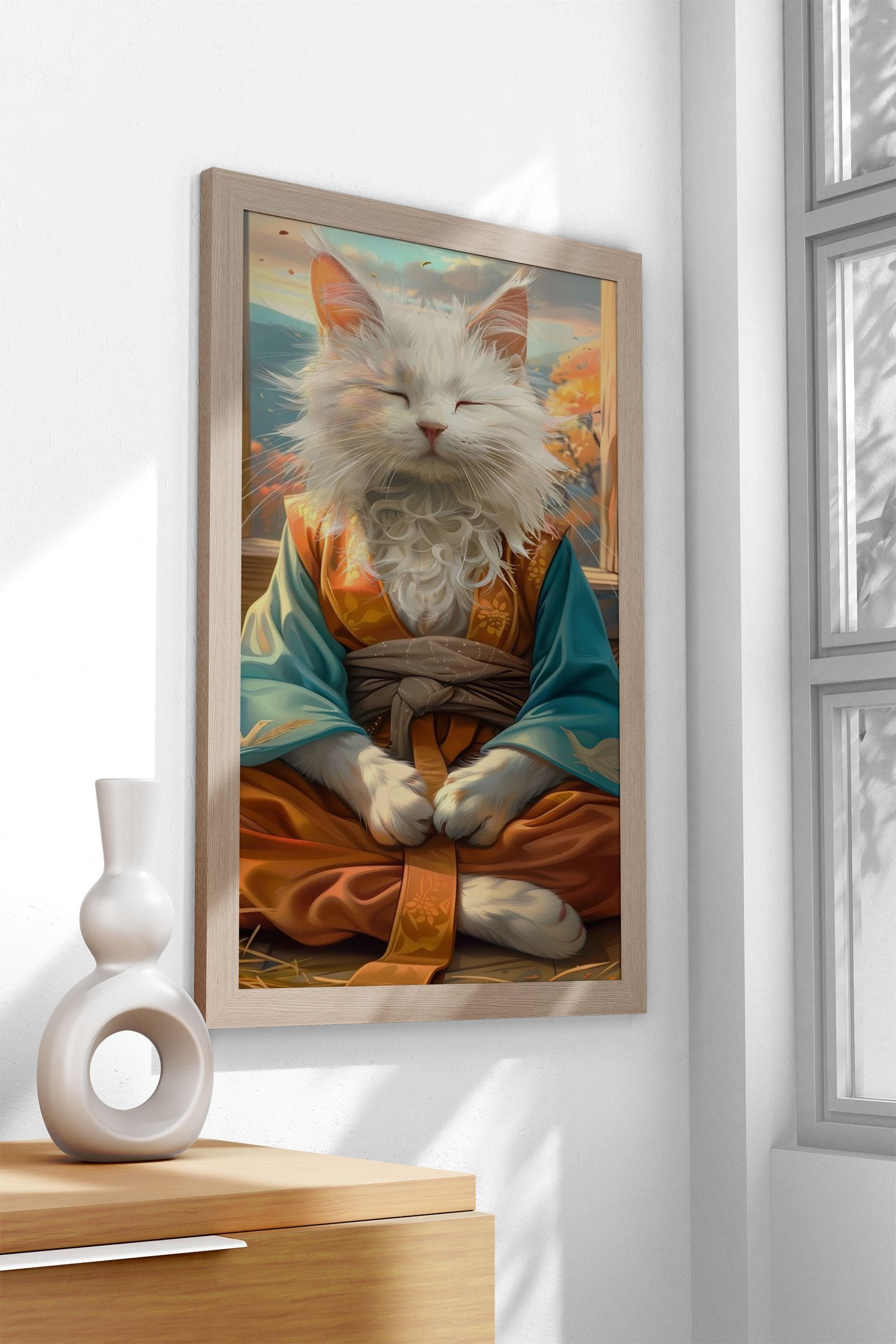 Mystic Meditating Cat Asian Style Poster | Wal l Art for Home & Office | High-Quality Print - High-Quality Visual Display