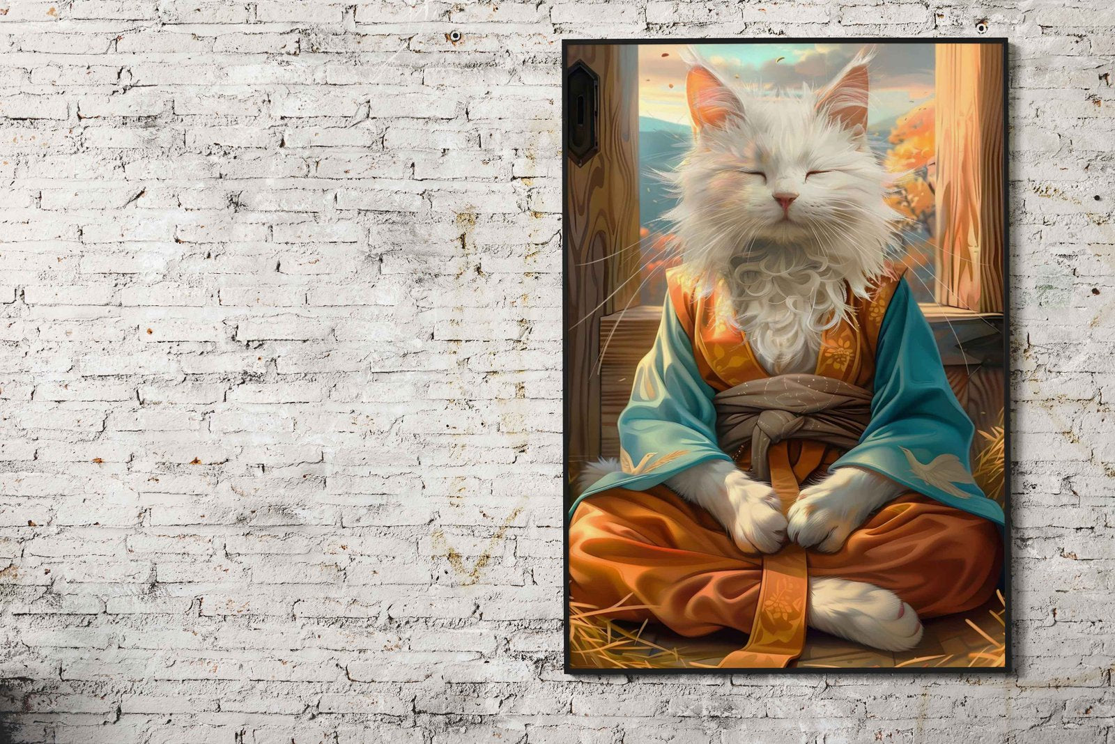 Mystic Meditating Cat Asian Style Poster | Wal l Art for Home & Office | High-Quality Print - High-Quality Visual Display