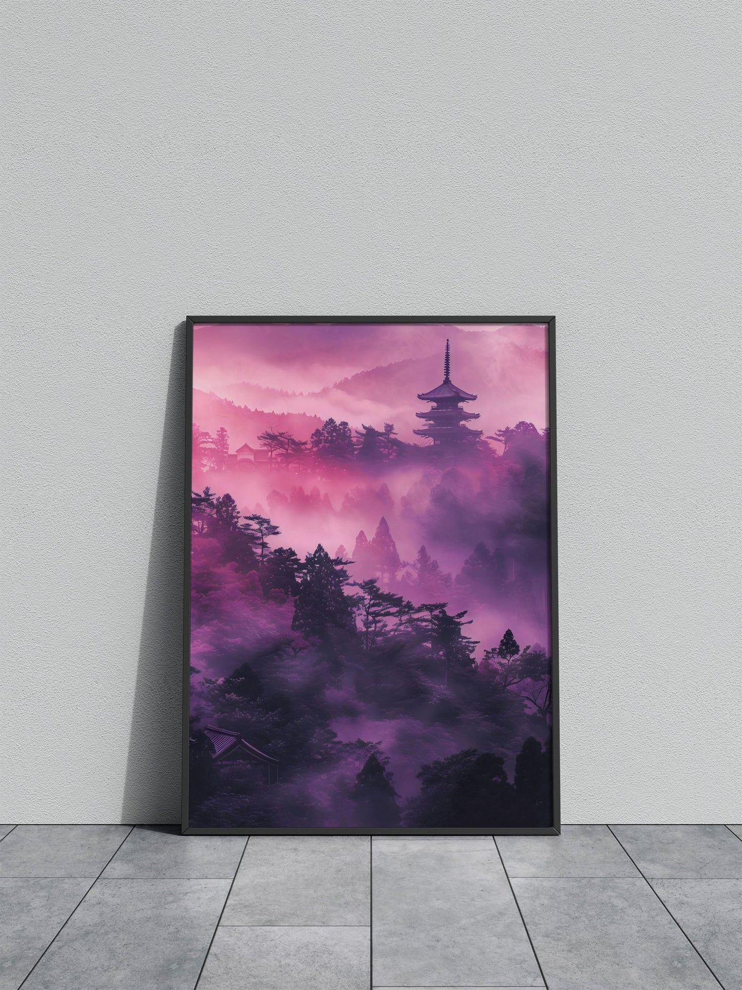 Mystic Purple Temple Asian Style Poster | Wall  Art for Home & Office | High-Quality Print - High-Quality Visual Display