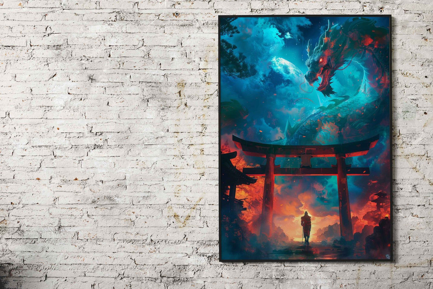 Mystical Dragon Scene Asian Style Poster | W all Art for Home & Office | High-Quality Print - High-Quality Visual Display