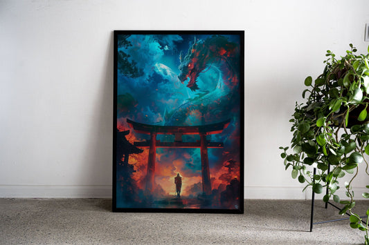 Mystical Dragon Scene Asian Style Poster | W all Art for Home & Office | High-Quality Print - High-Quality Visual Display