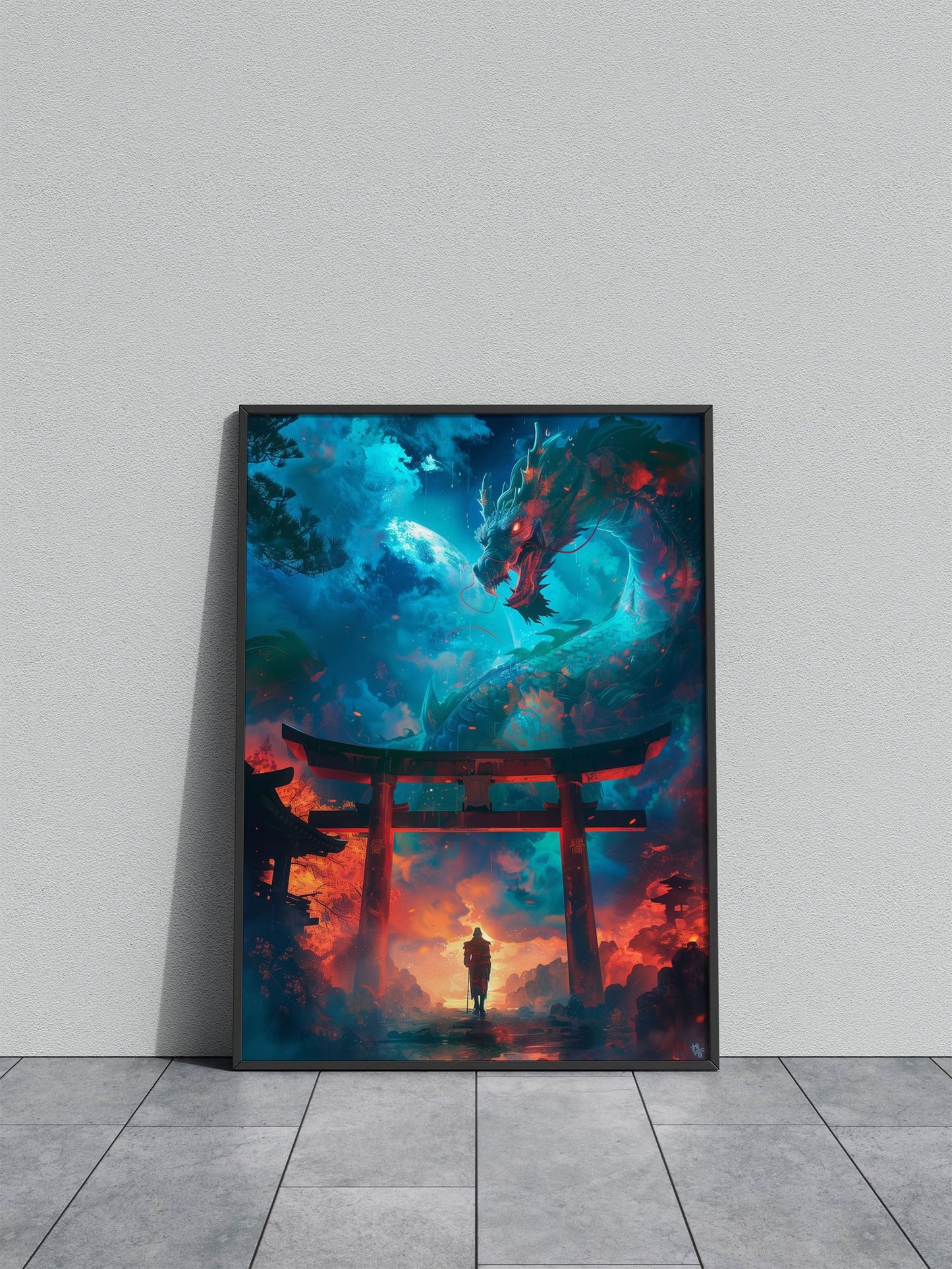 Mystical Dragon Scene Asian Style Poster | W all Art for Home & Office | High-Quality Print - High-Quality Visual Display